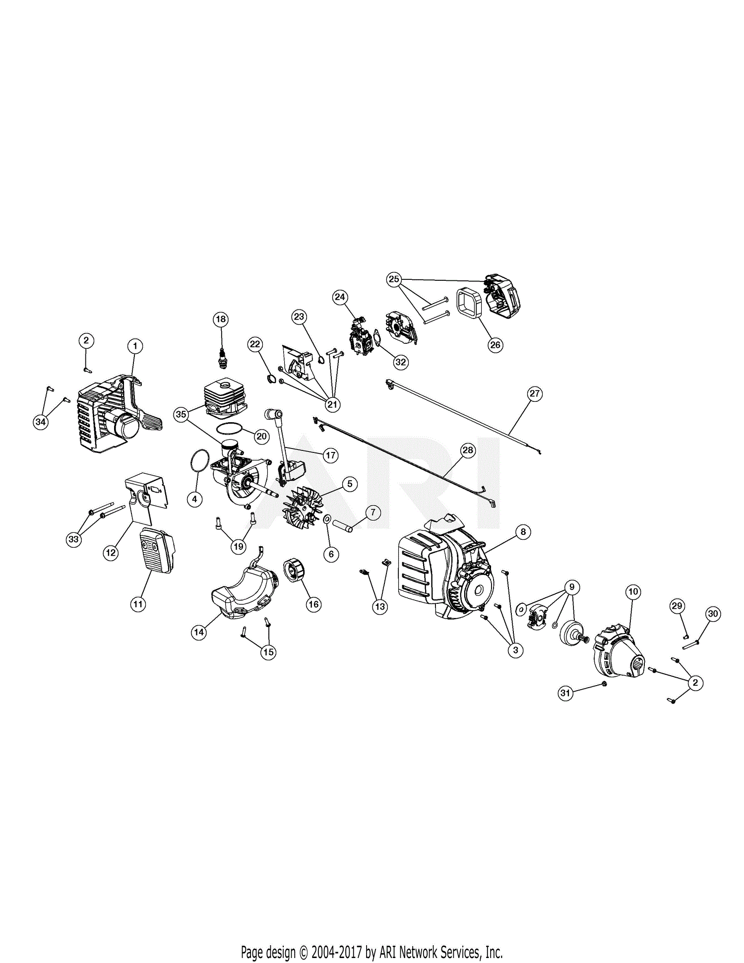 Mtd Ms2560 41bdz22c768 Parts Diagram For Engine Assembly