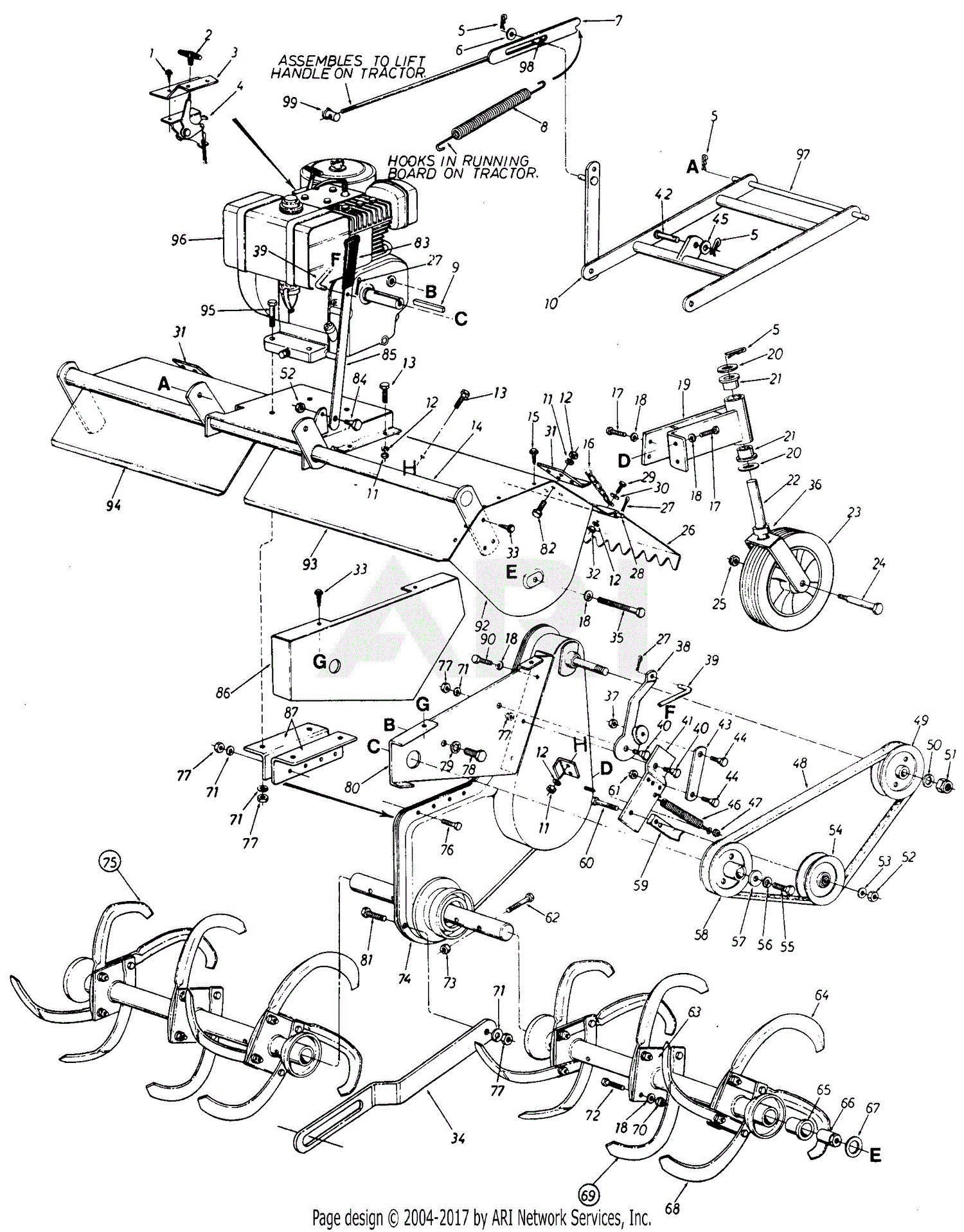 MTD 19766S (1985) Parts Diagram for Tiller