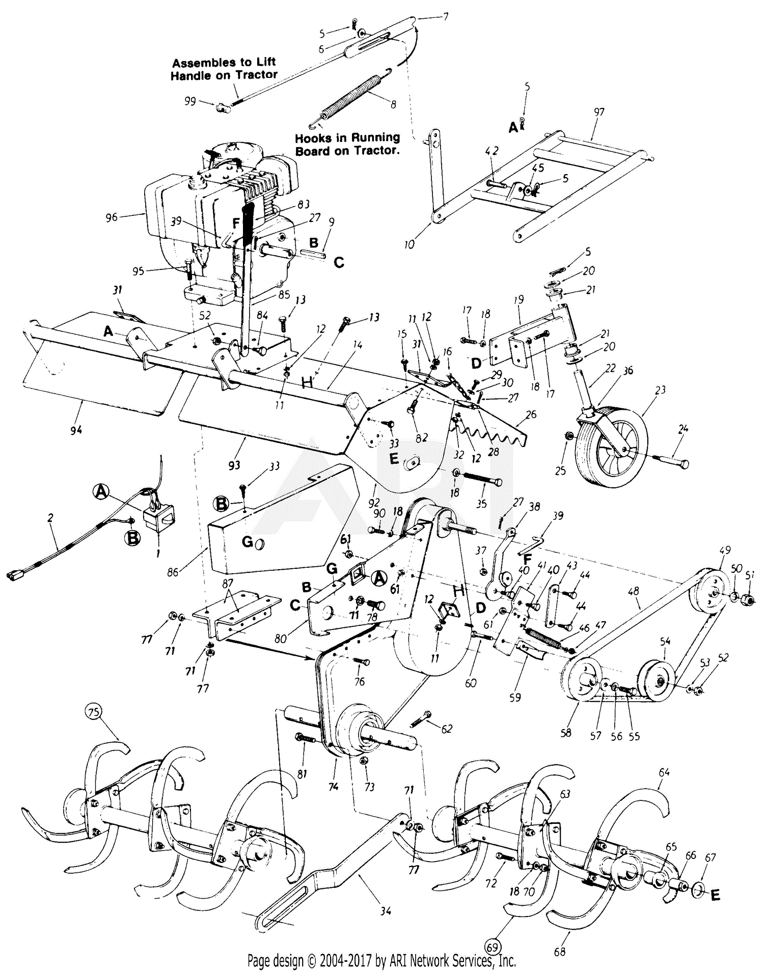 MTD 190-766-000 (1988) Parts Diagram for Tiller Attachment