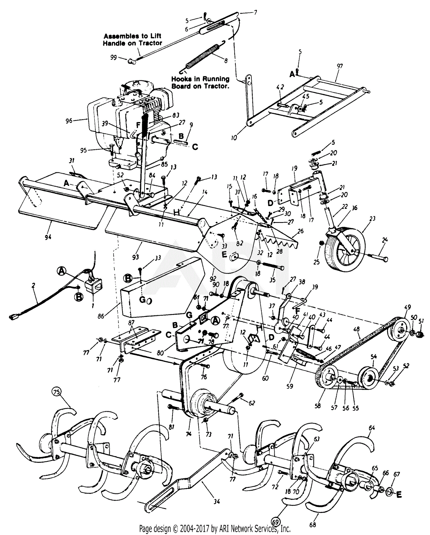 MTD 19766-9 (1989) Parts Diagram for Tiller