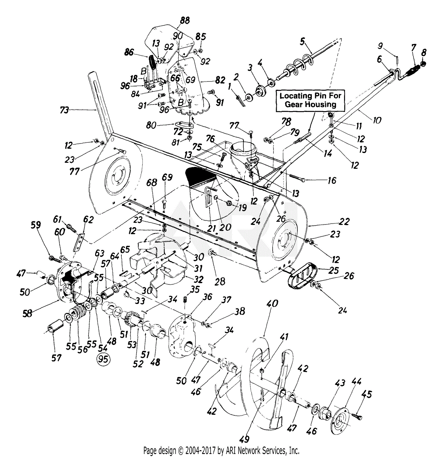 MTD 190-831-000 (1993) Parts Diagram for Snow Thrower Attachment