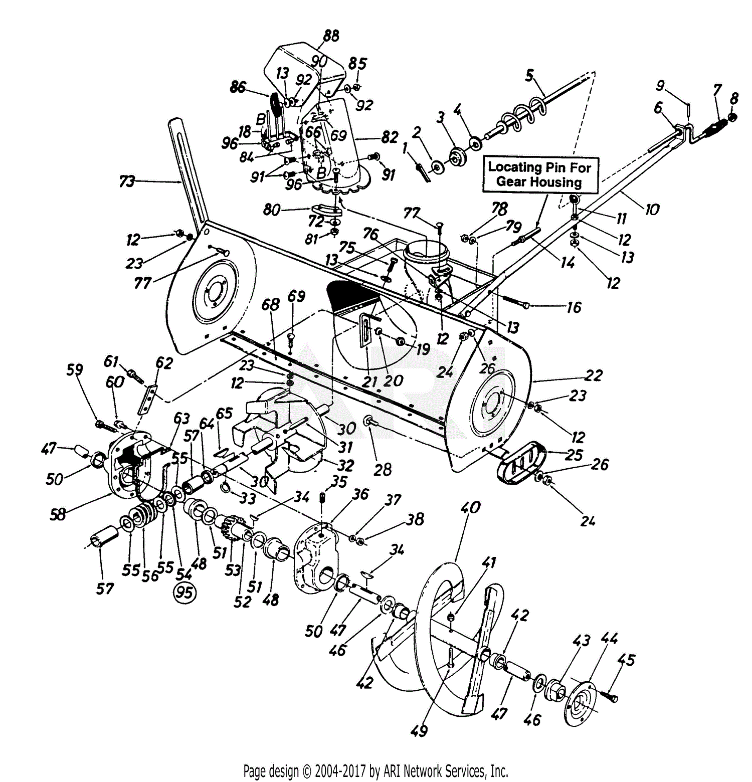 MTD 190-831-000 (1994) Parts Diagram for Snow Thrower Attachment (Part 1)