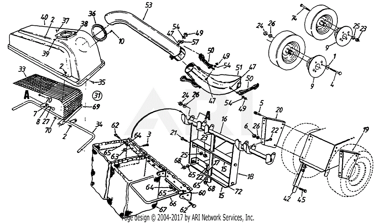 MTD 190-083-000 (1996) Parts Diagram for Grass Collector