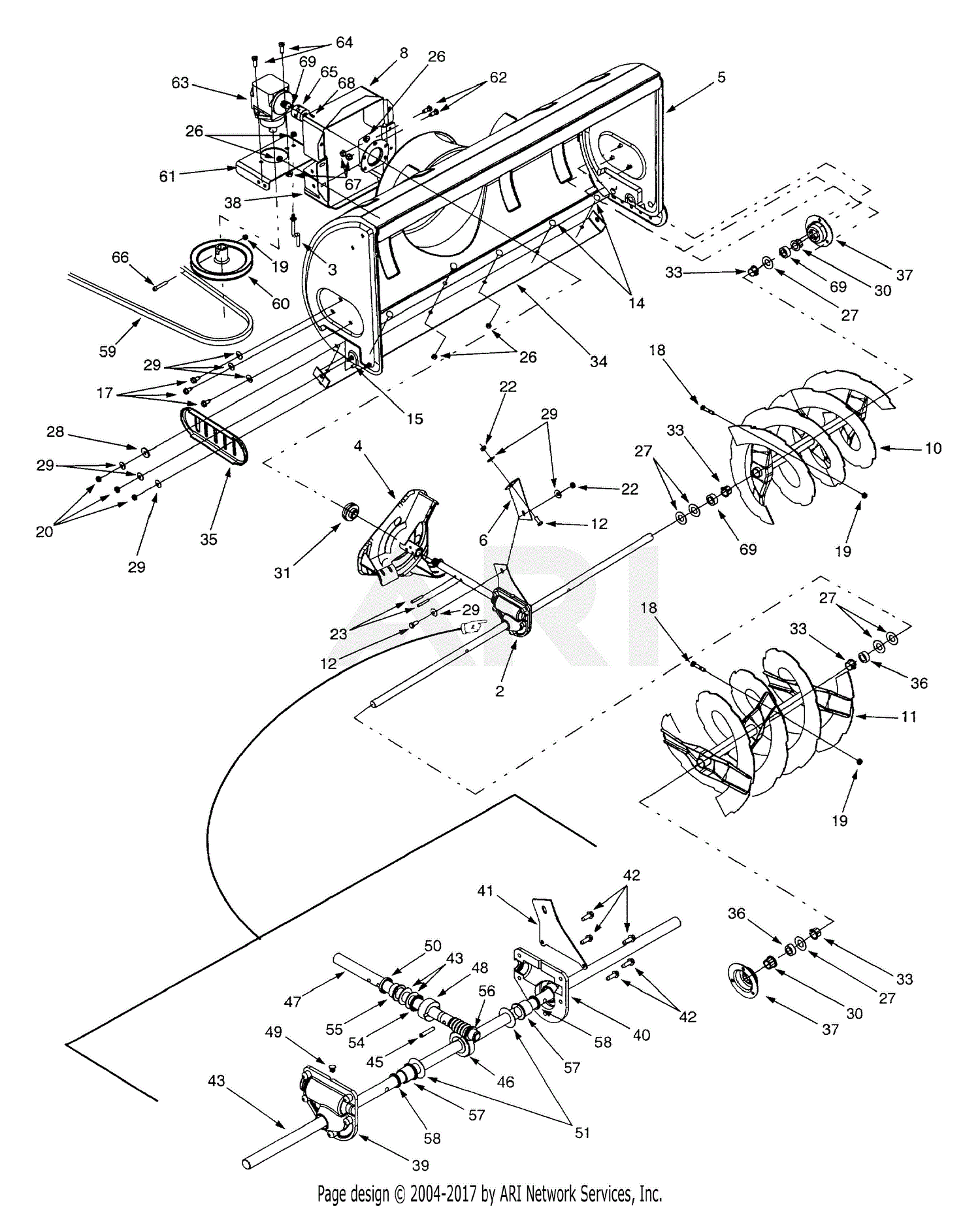 MTD OEM-190-627 (2001) Parts Diagram for Blower Housing Assembly