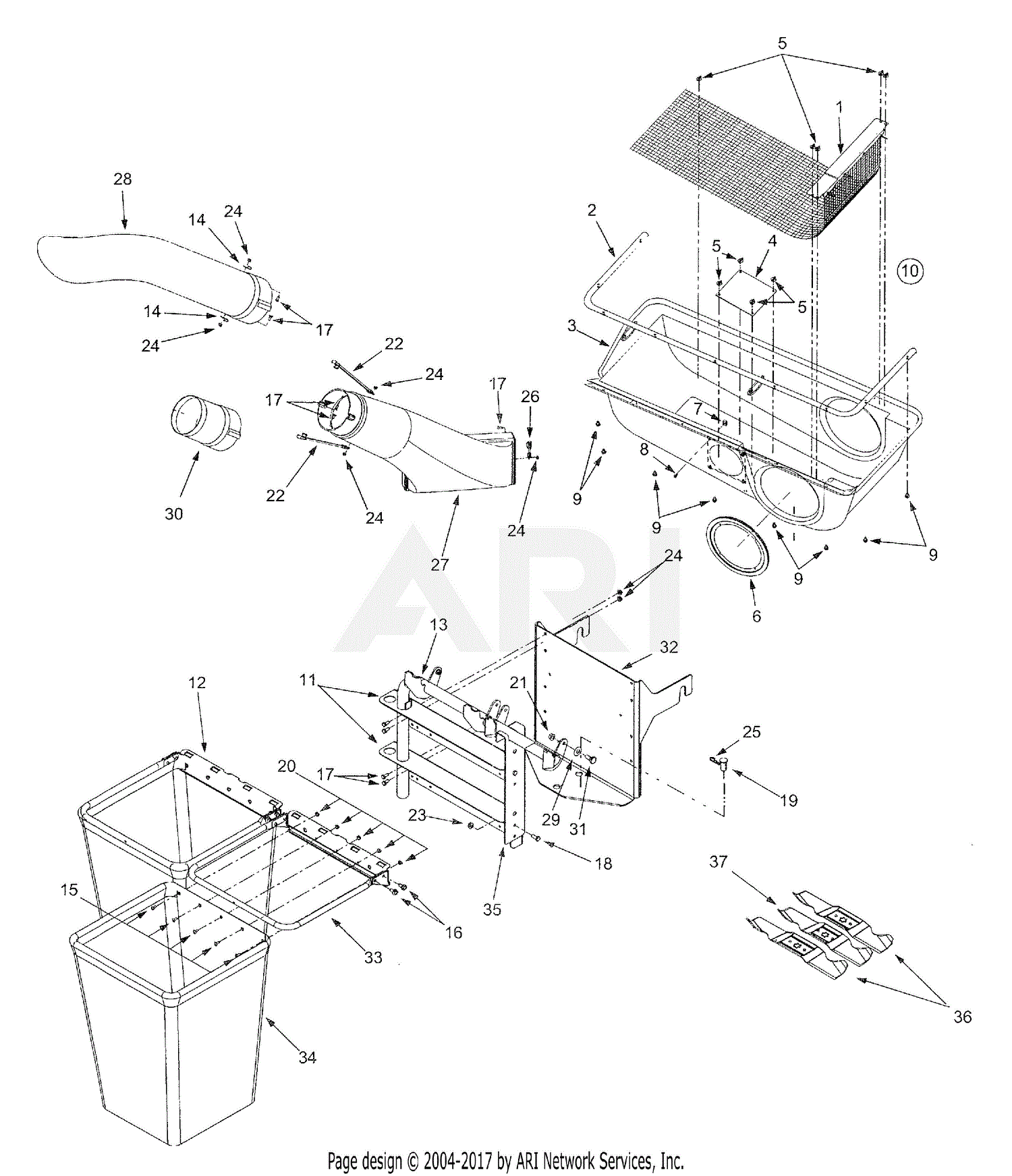 Mtd Oem 190 625 Twin Bagger 2002 Parts Diagram For Bagger Assembly