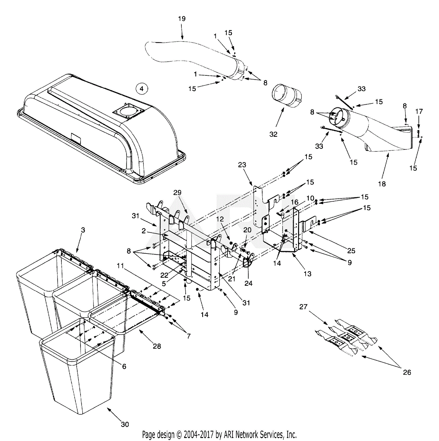 Mtd Oem-190-821 Triple Bagger (2003) Parts Diagram For General Assembly