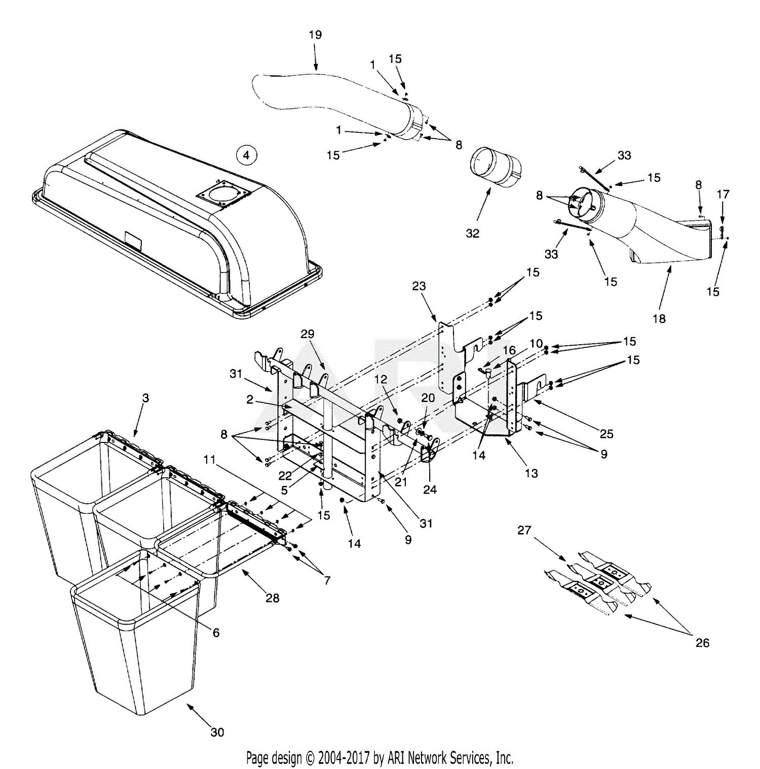 MTD OEM-190-821 Triple Bagger (2005) Parts Diagram for General Assembly