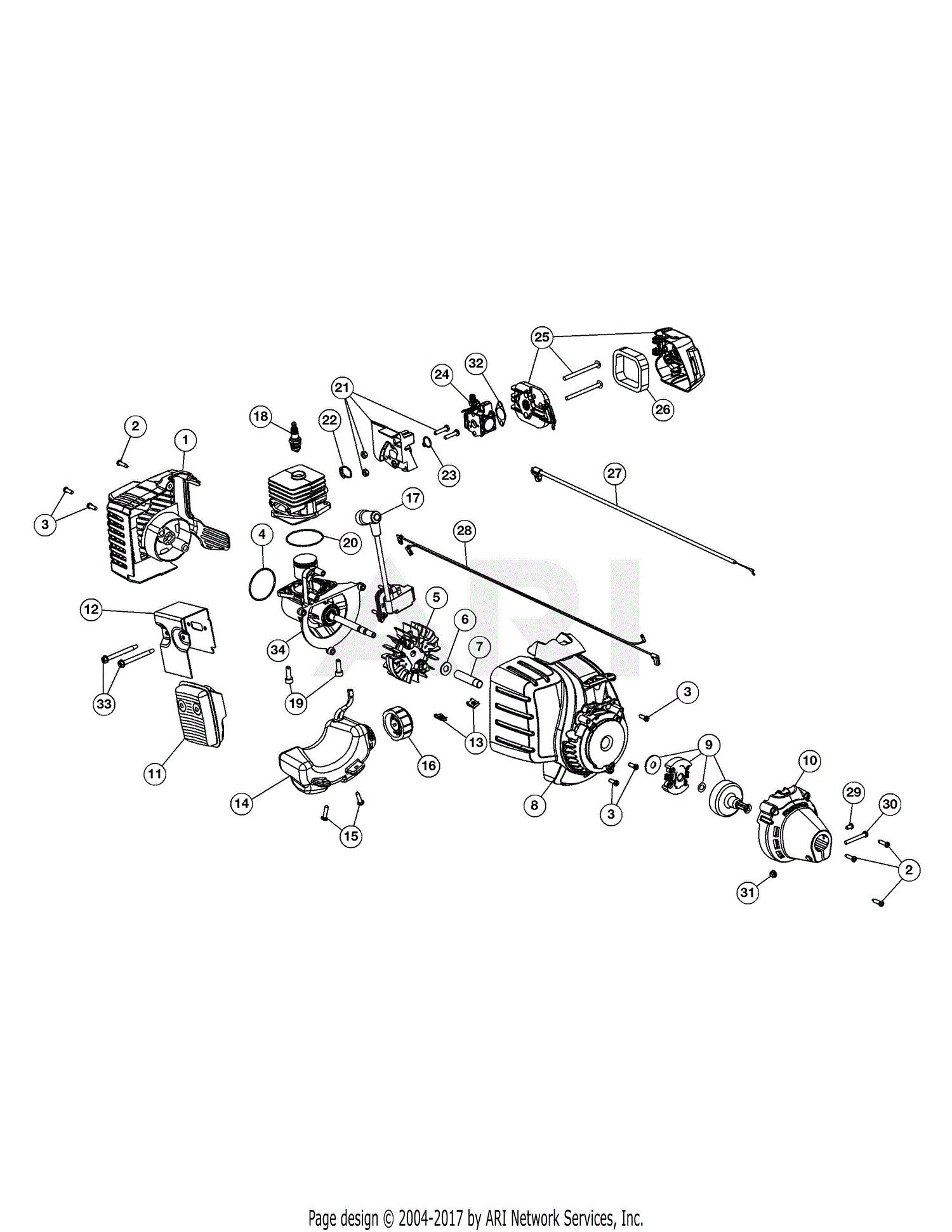 MTD RM2520 41ADZ20C983 41ADZ20C983 RM2520 Parts Diagram for Engine Assembly