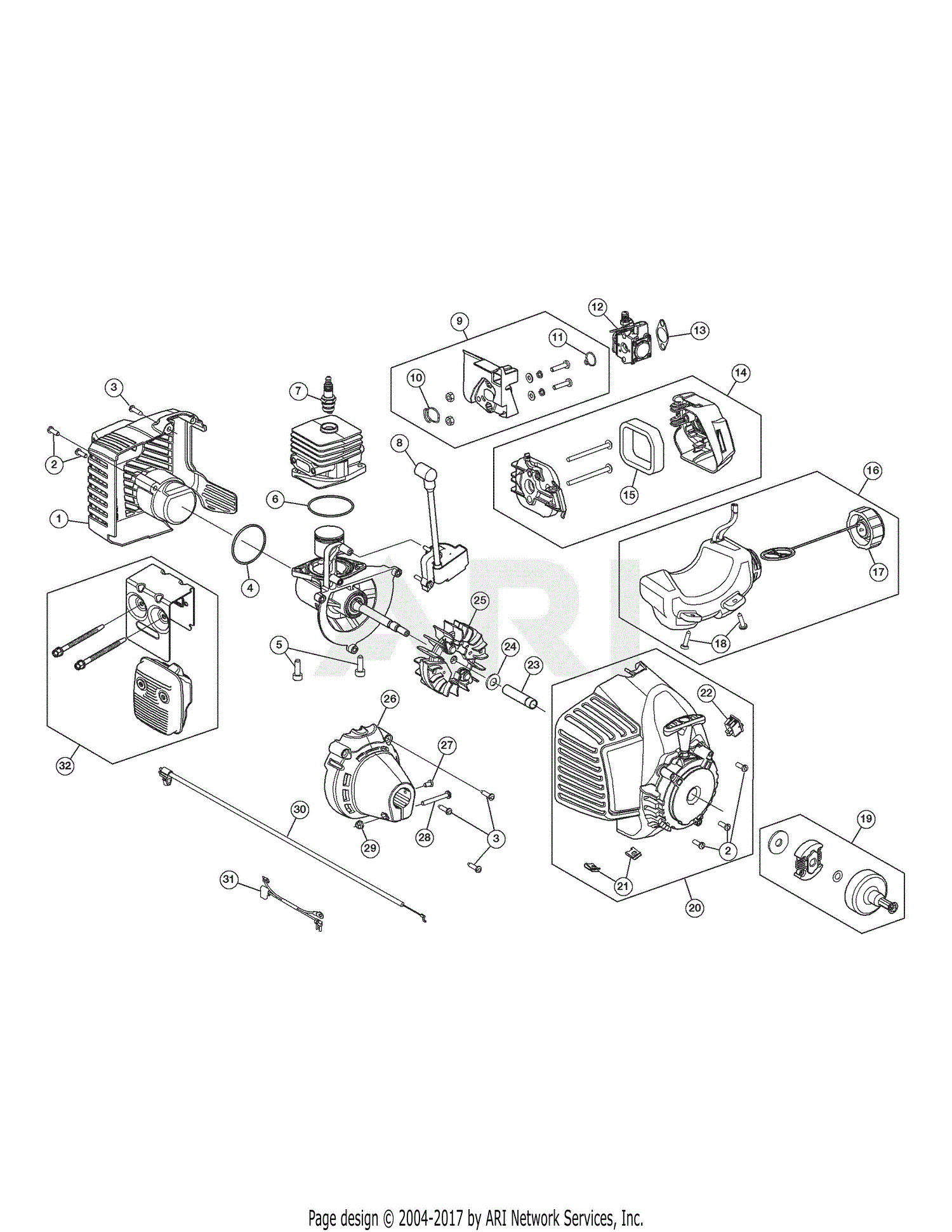 MTD RM2560 41CD160G983 41CD160G983 RM2560 Parts Diagram for Engine Assembly