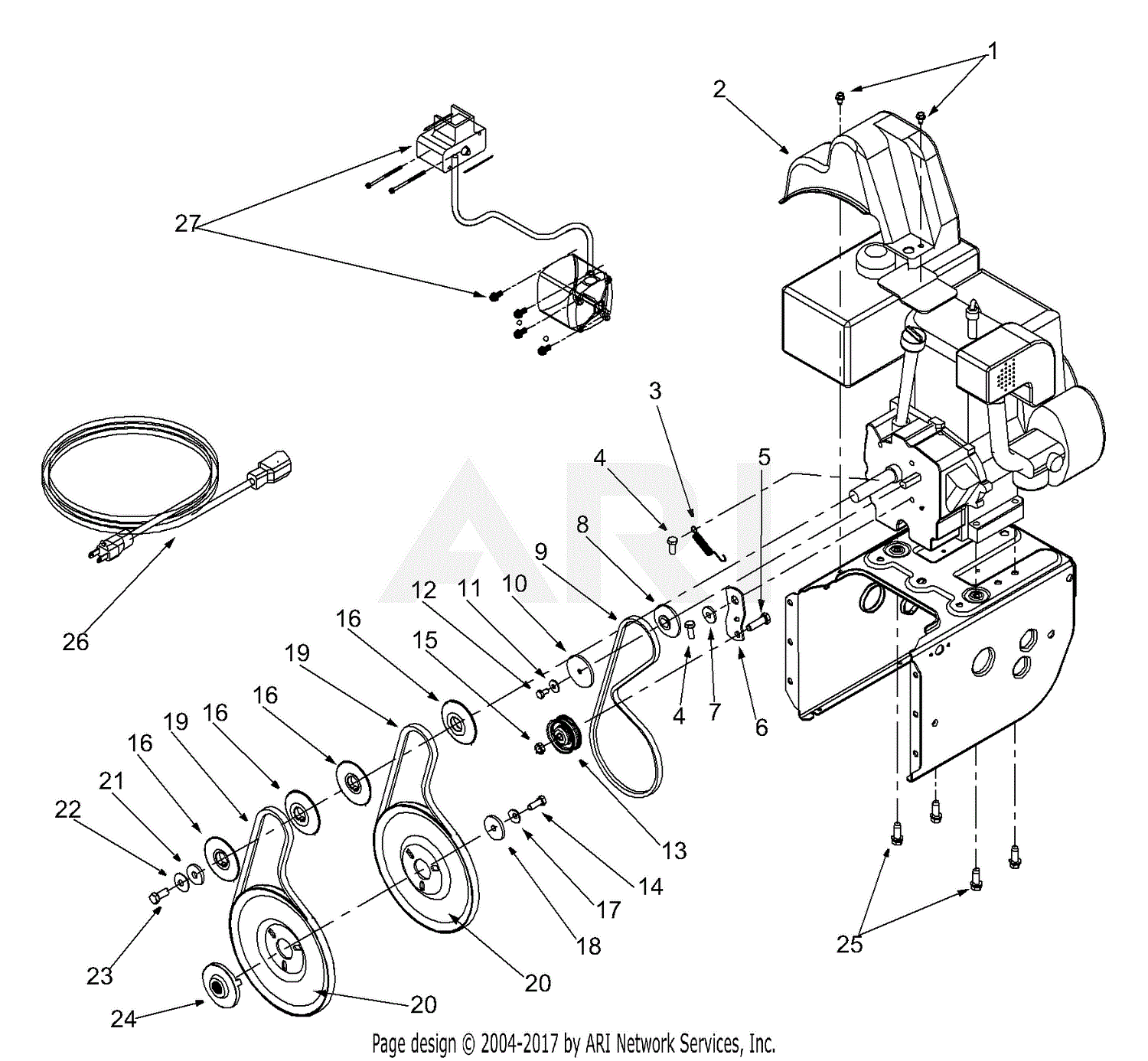 MTD 31AE660F013 (2001) Parts Diagram for Engine And V-Belts