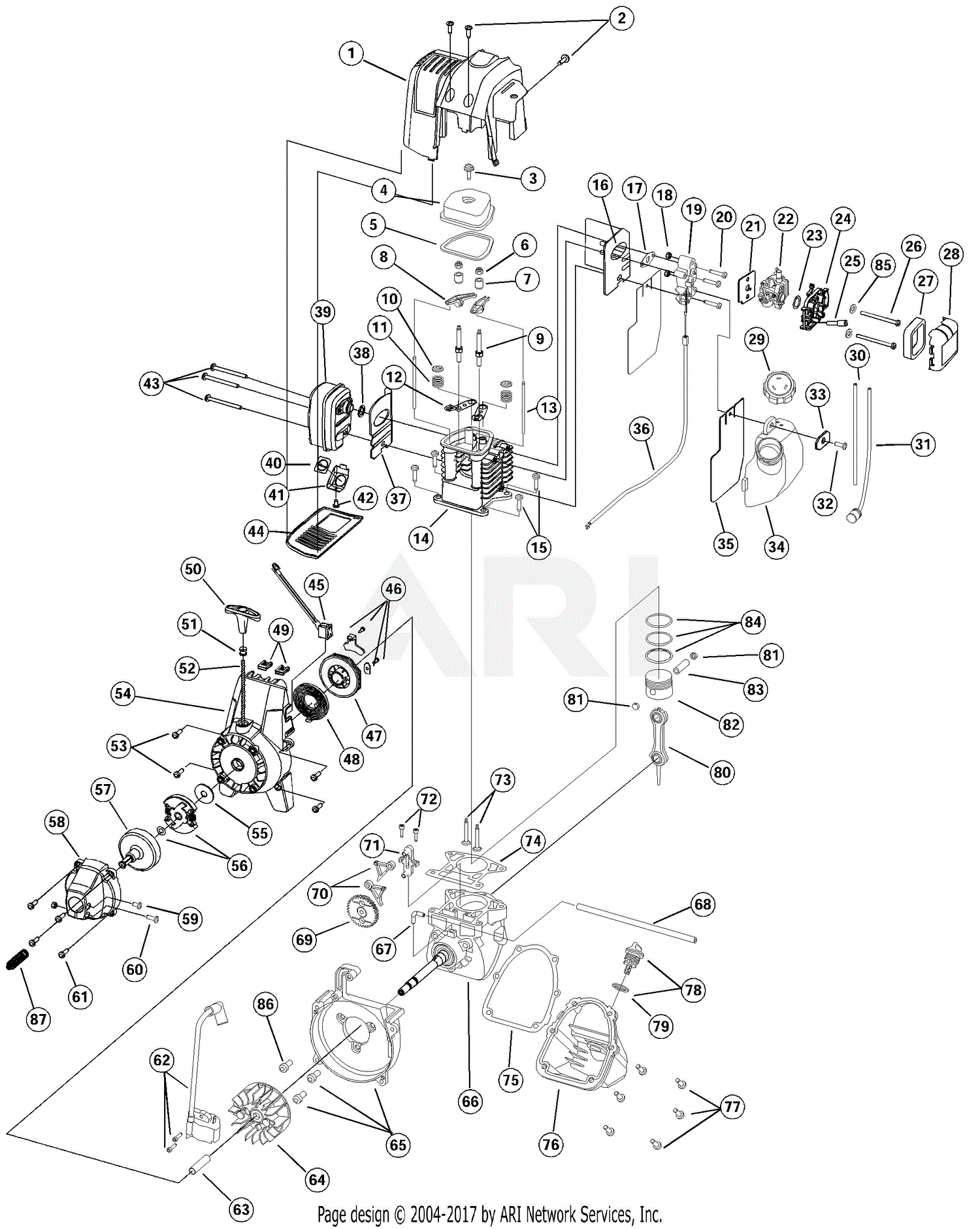 MTD 825r 41AD825A034 41AD825A034 825r Parts Diagram for Engine Parts