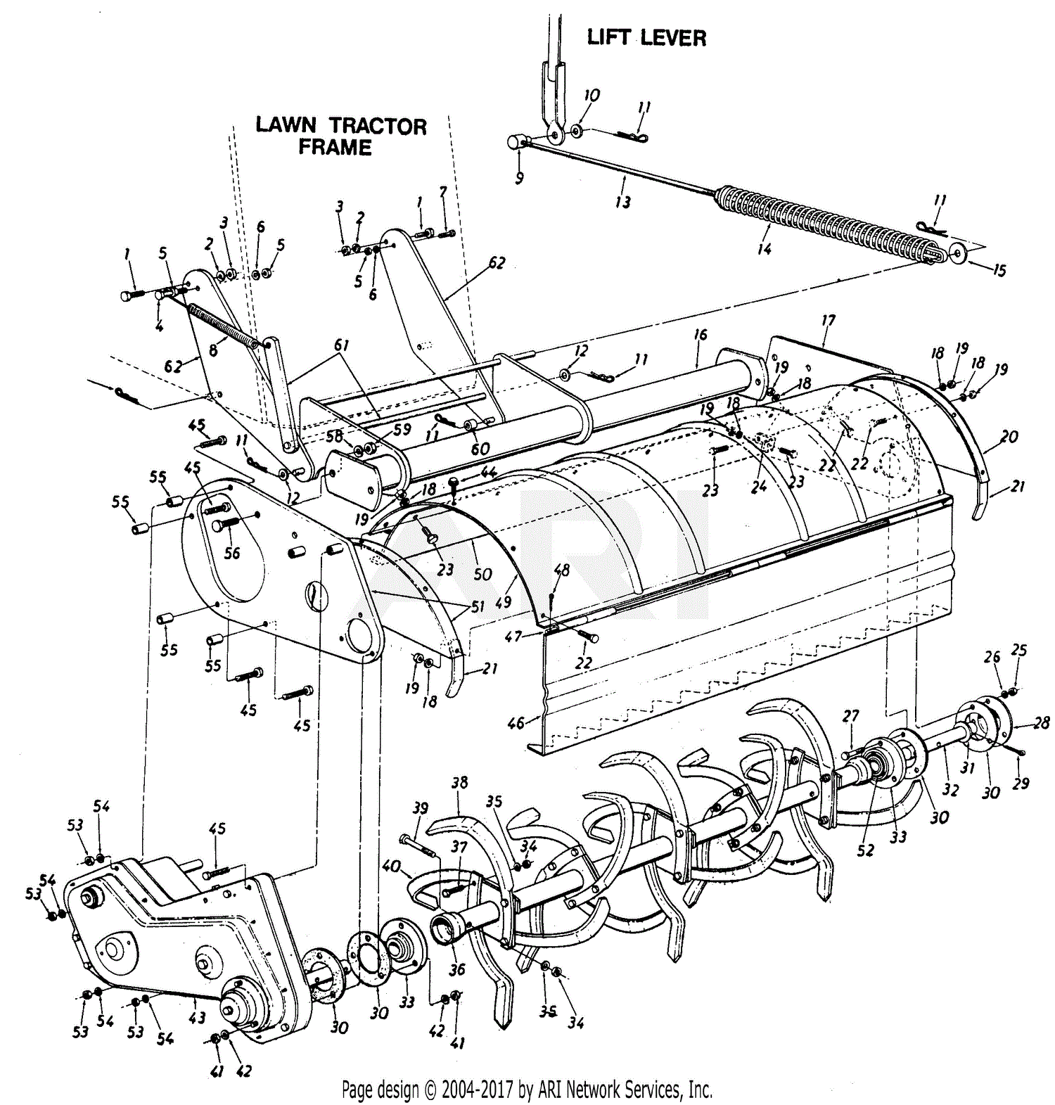 MTD 195-746-190 8 HP Tiller Attachment (1985) Parts Diagram for Tiller ...