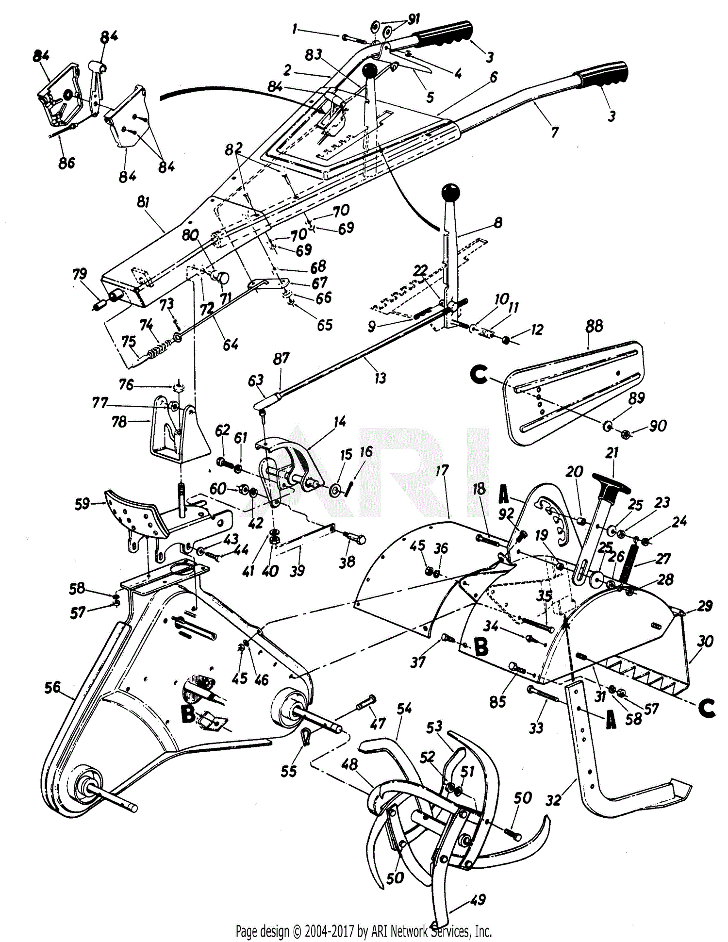 MTD 215-418-190 8 HP Rear Tine Tiller RB-850 (1985) Parts ... mtd tiller engine diagram 