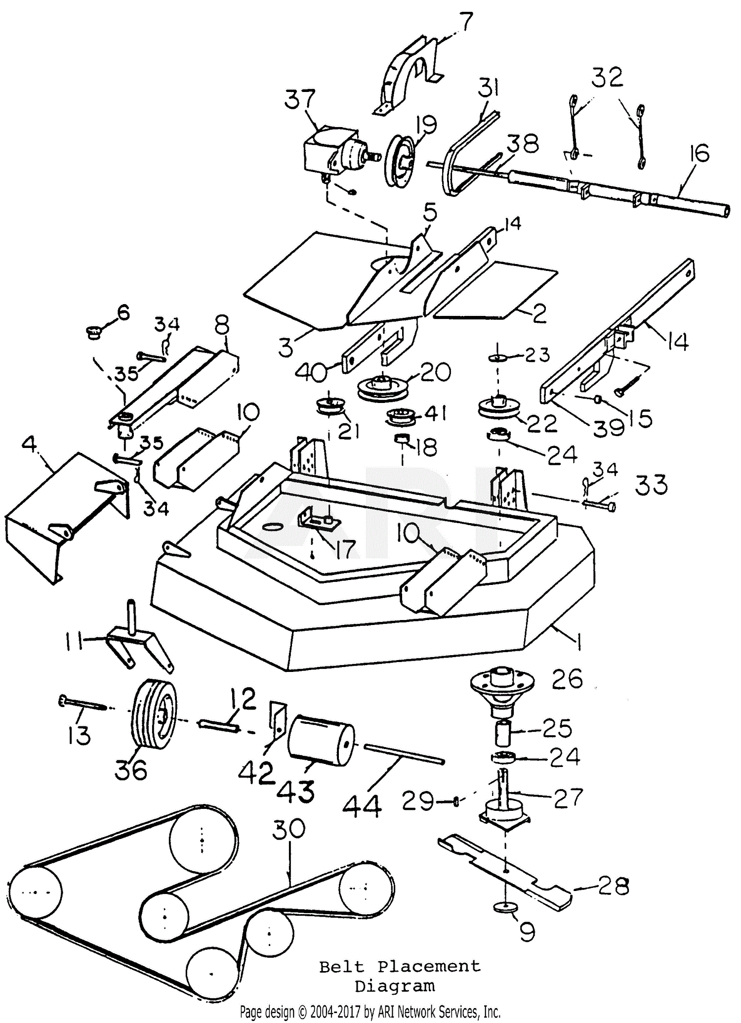 MTD FR-18C (1985) Parts Diagram for 42-Inch Mower Deck (11 HP Only)