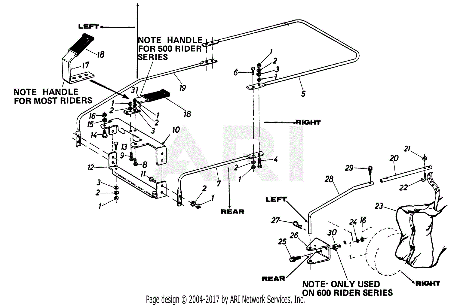 MTD 196-015-000 Rider Grass Catcher (1986) Parts Diagram for Grass Catcher