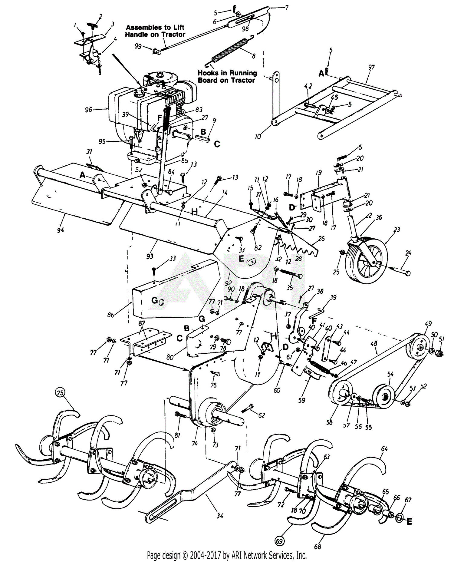 MTD 196-766-000 8 HP Tiller Attachment (1986) Parts Diagram for Tiller ...