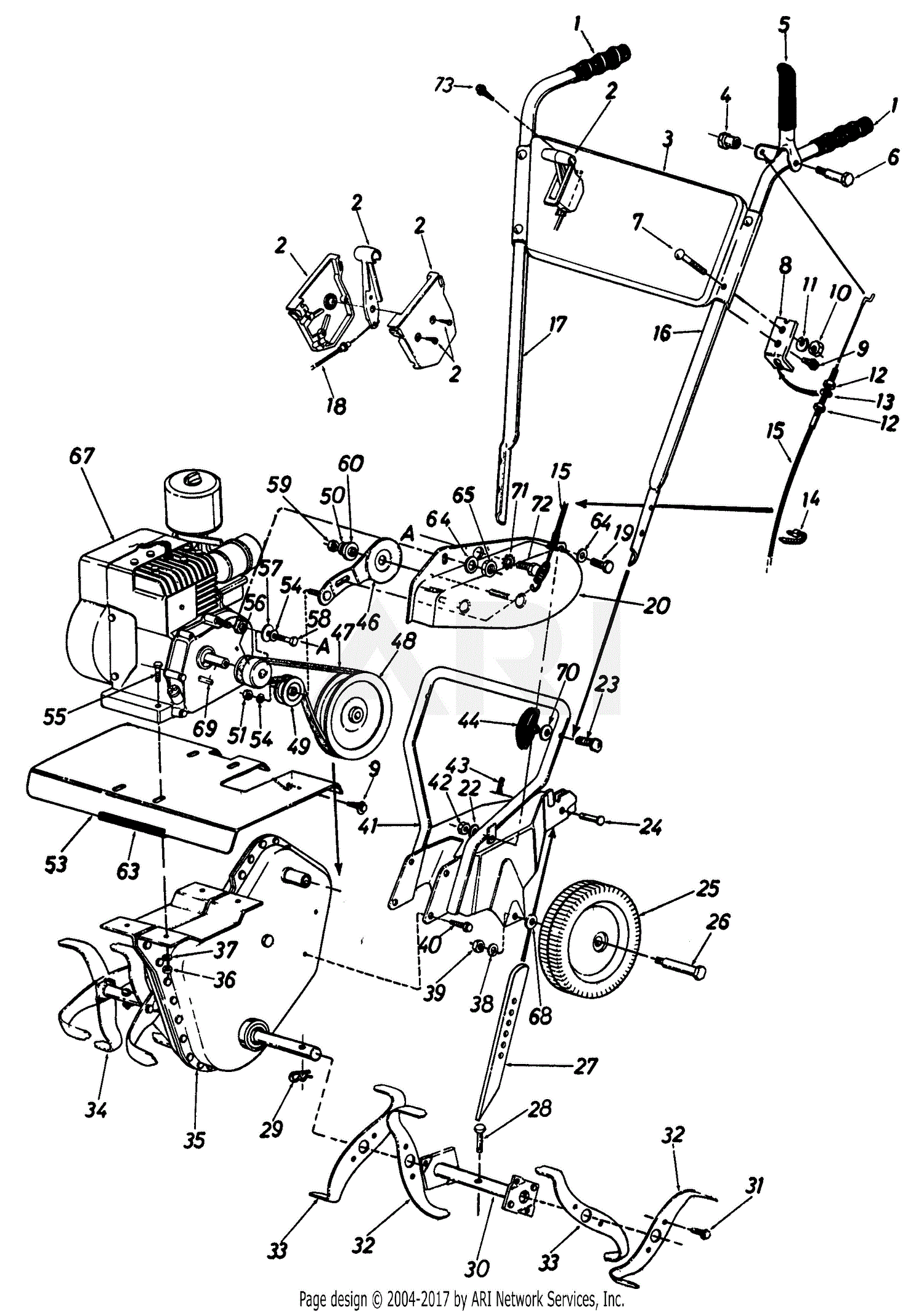 MTD 245-596-190 2 HP Edger (1985) Parts Diagram for Edger Assembly