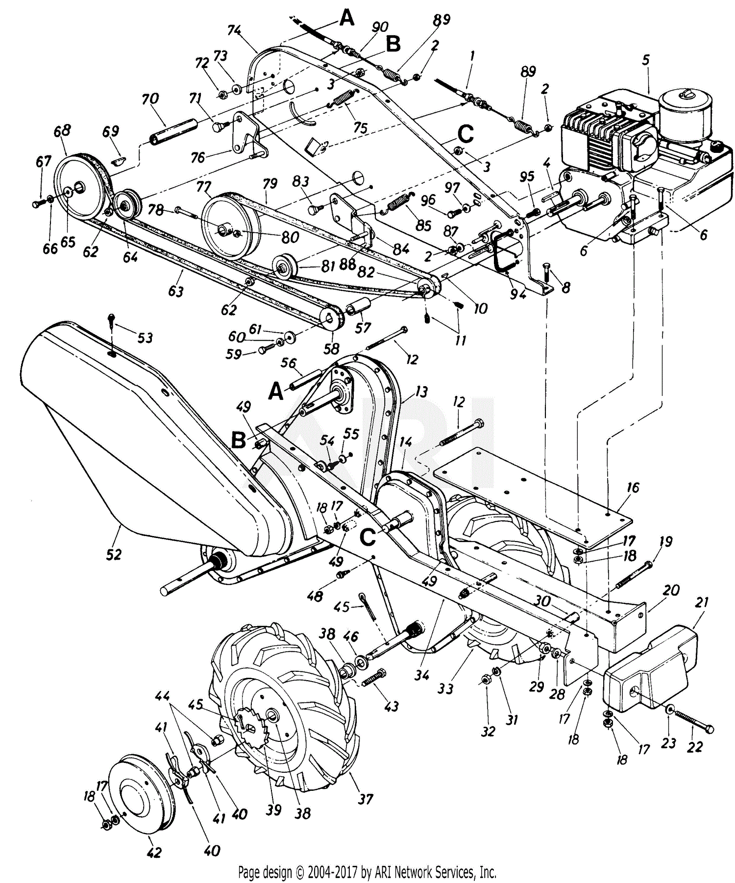 MTD 216-403-190 RB-530 (1986) Parts Diagram for Wheel & Drive Assembly