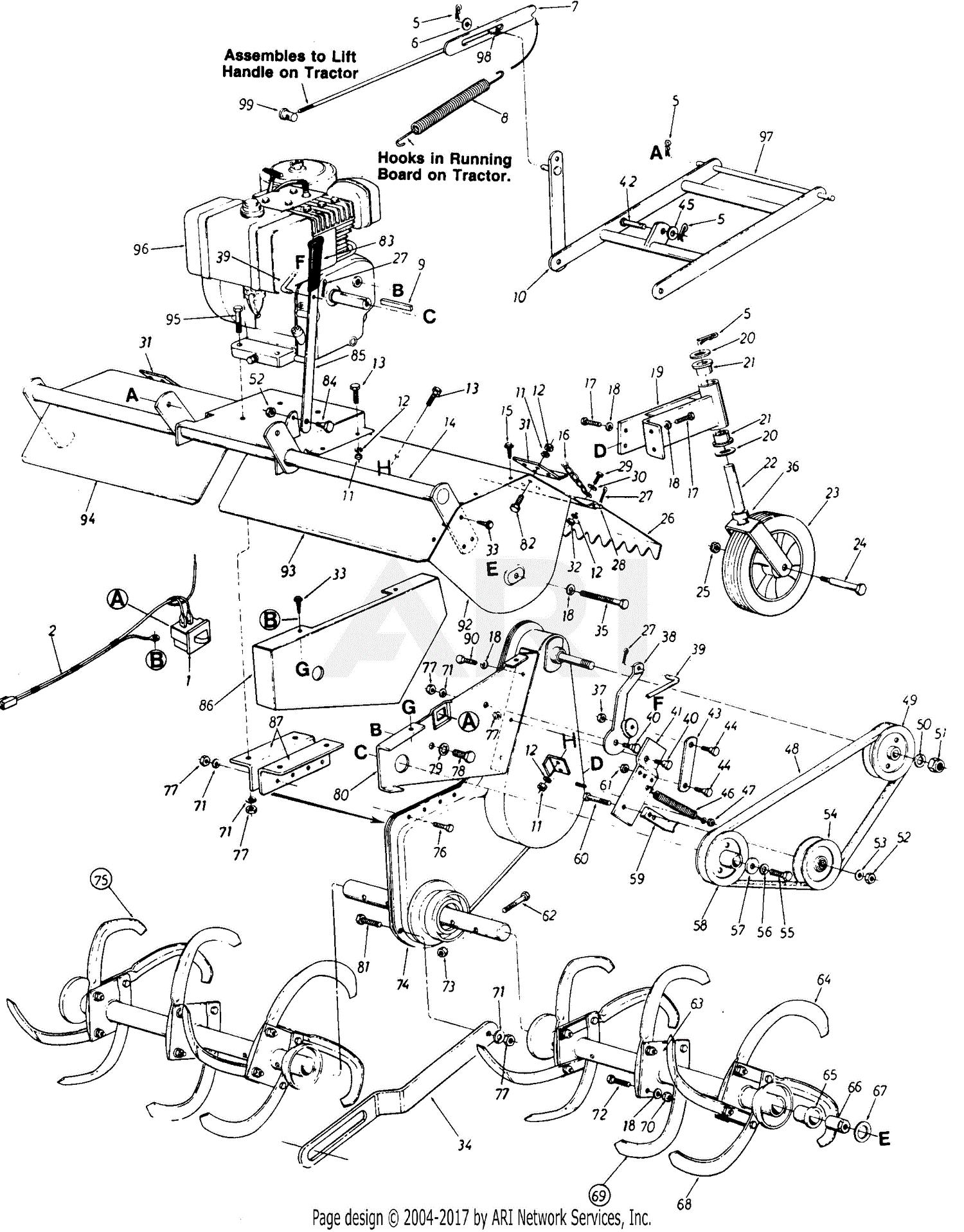 MTD 190-766-190 8 HP Tiller Attachment (1987) Parts Diagram for Tiller ...