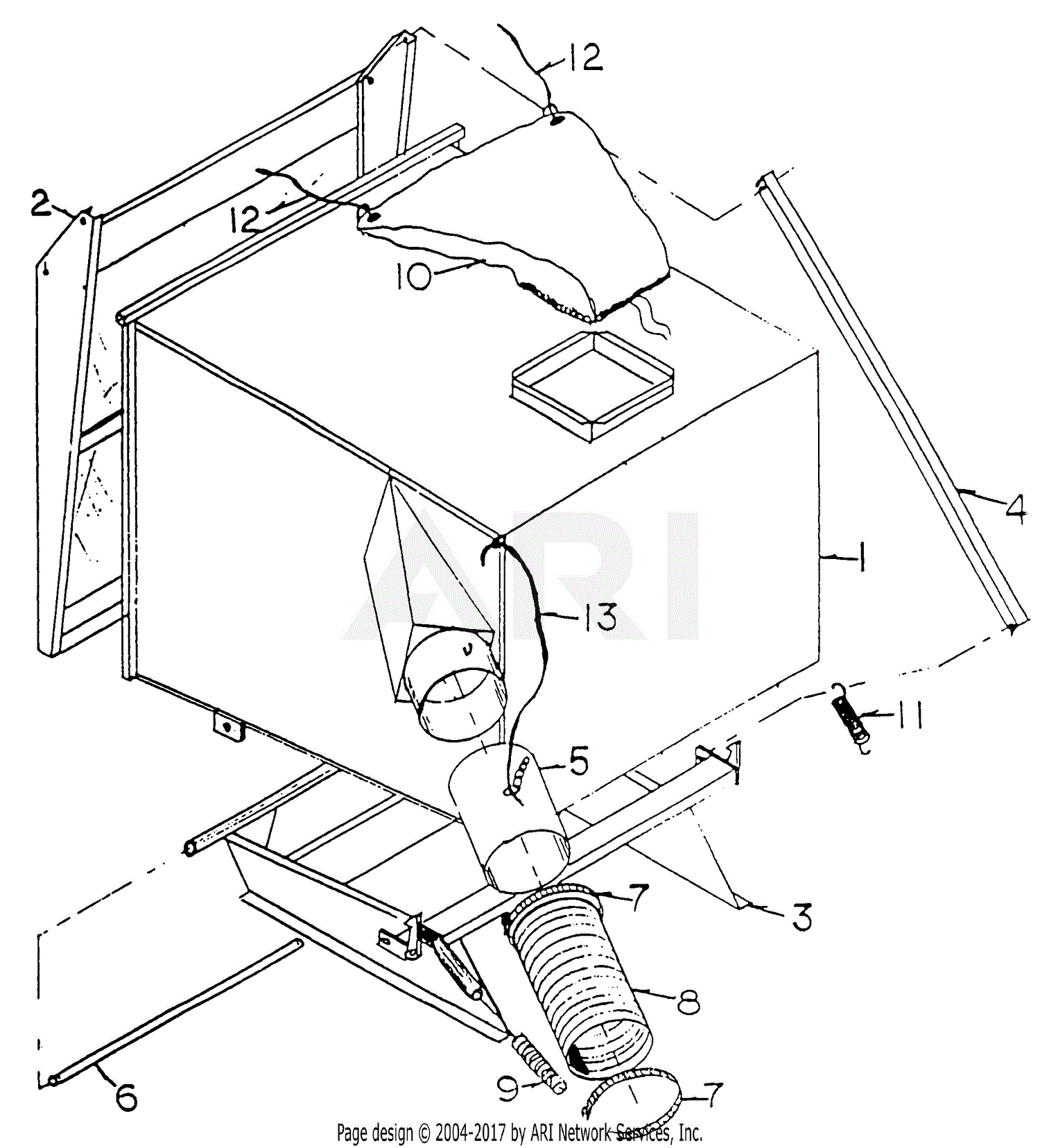 MTD 137-001-190 FR-11 (1987) Parts Diagram for Grass Box With Vent Bag