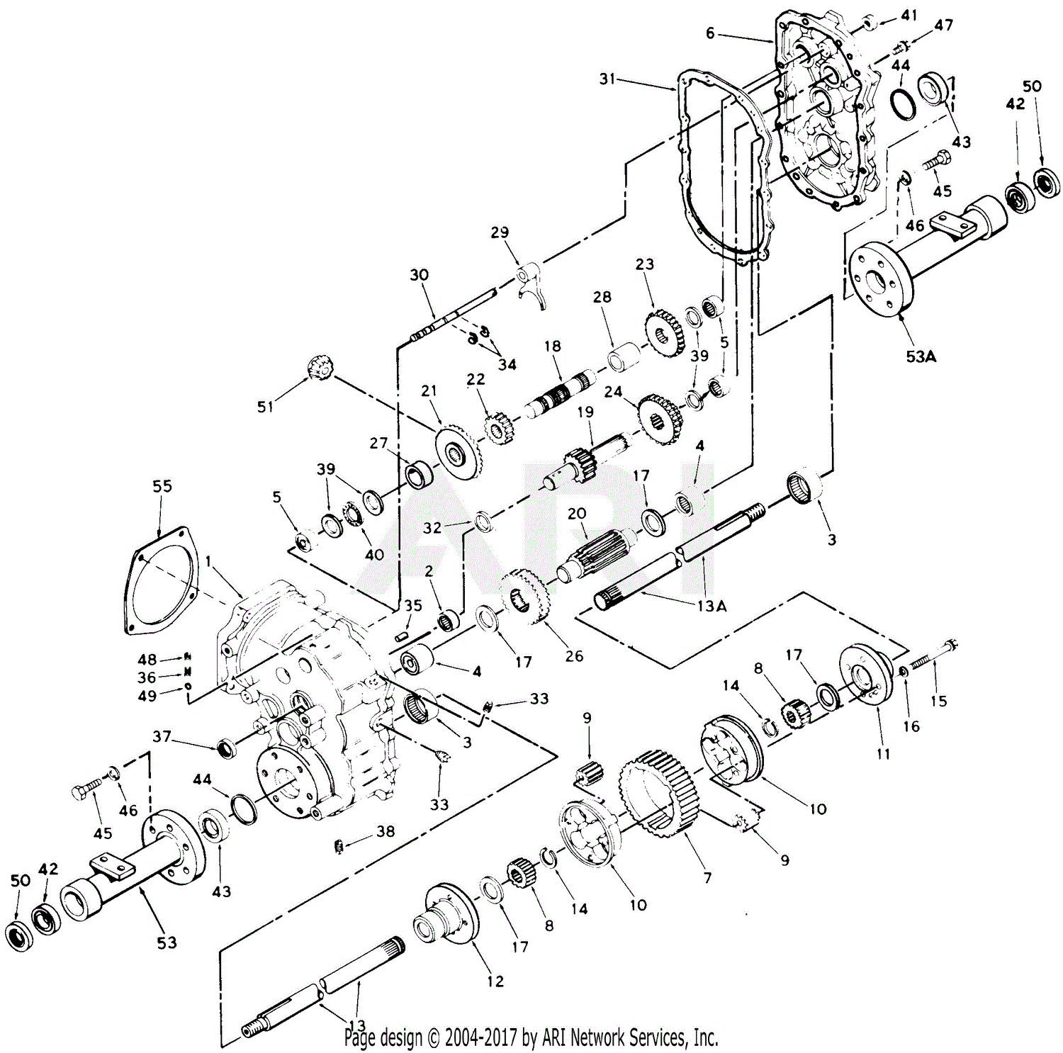 MTD 147-996-190 GT-1855 (1987) Parts Diagram for Transaxle
