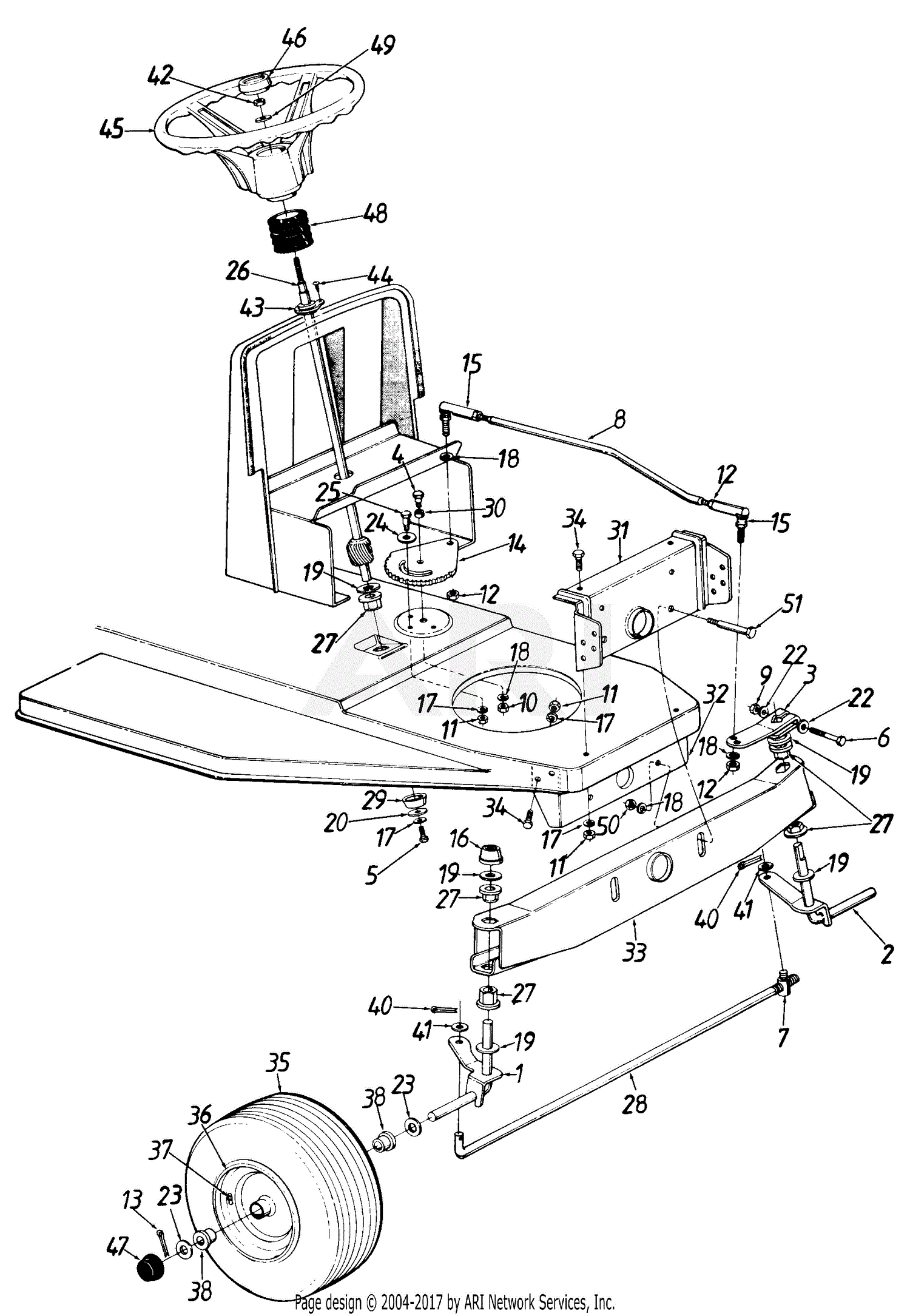 MTD 137-336-190 LT-11 (1987) Parts Diagram for Steering Assembly