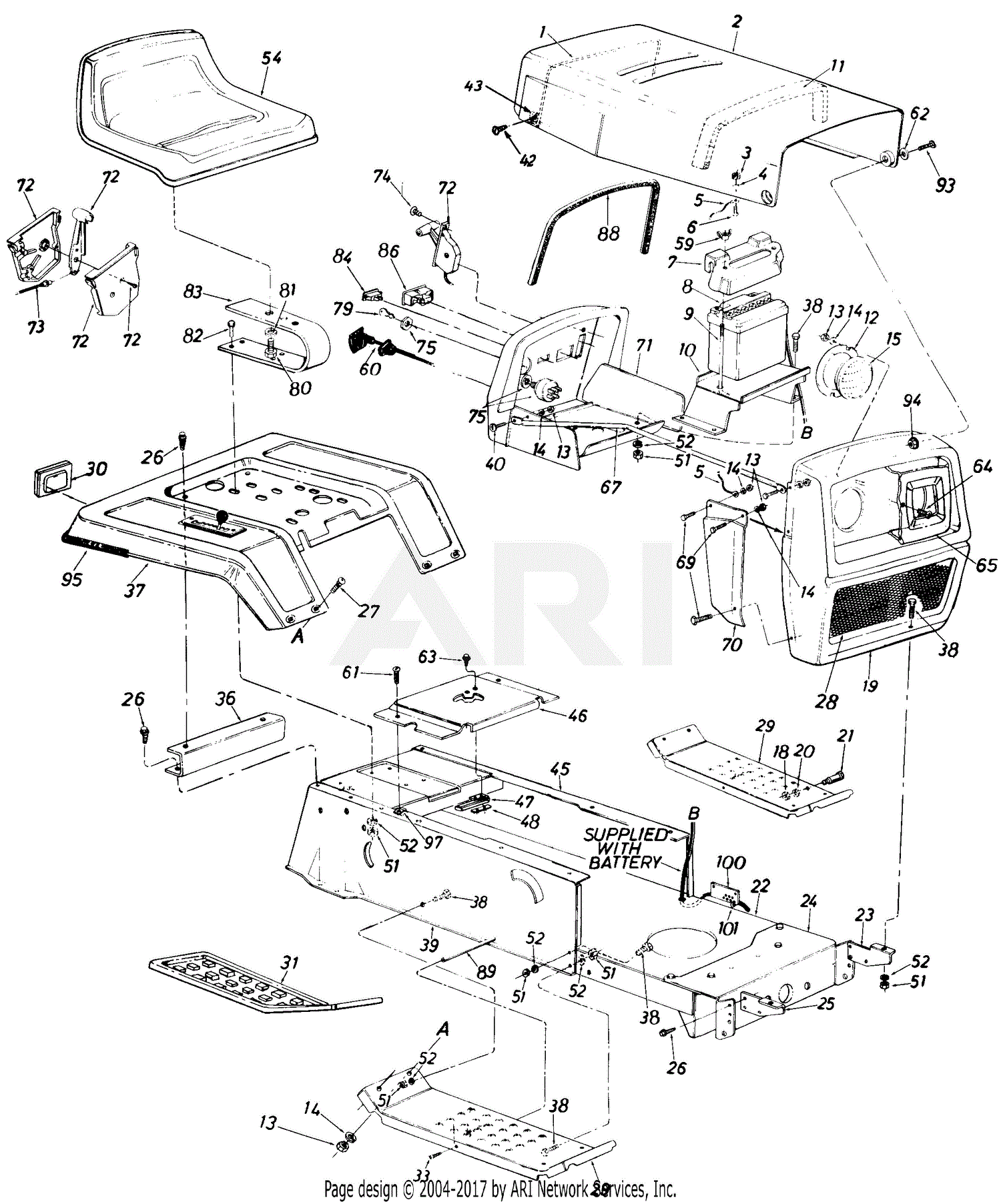 MTD 137-686-190 LT-140 (1987) Parts Diagram for Body Assembly