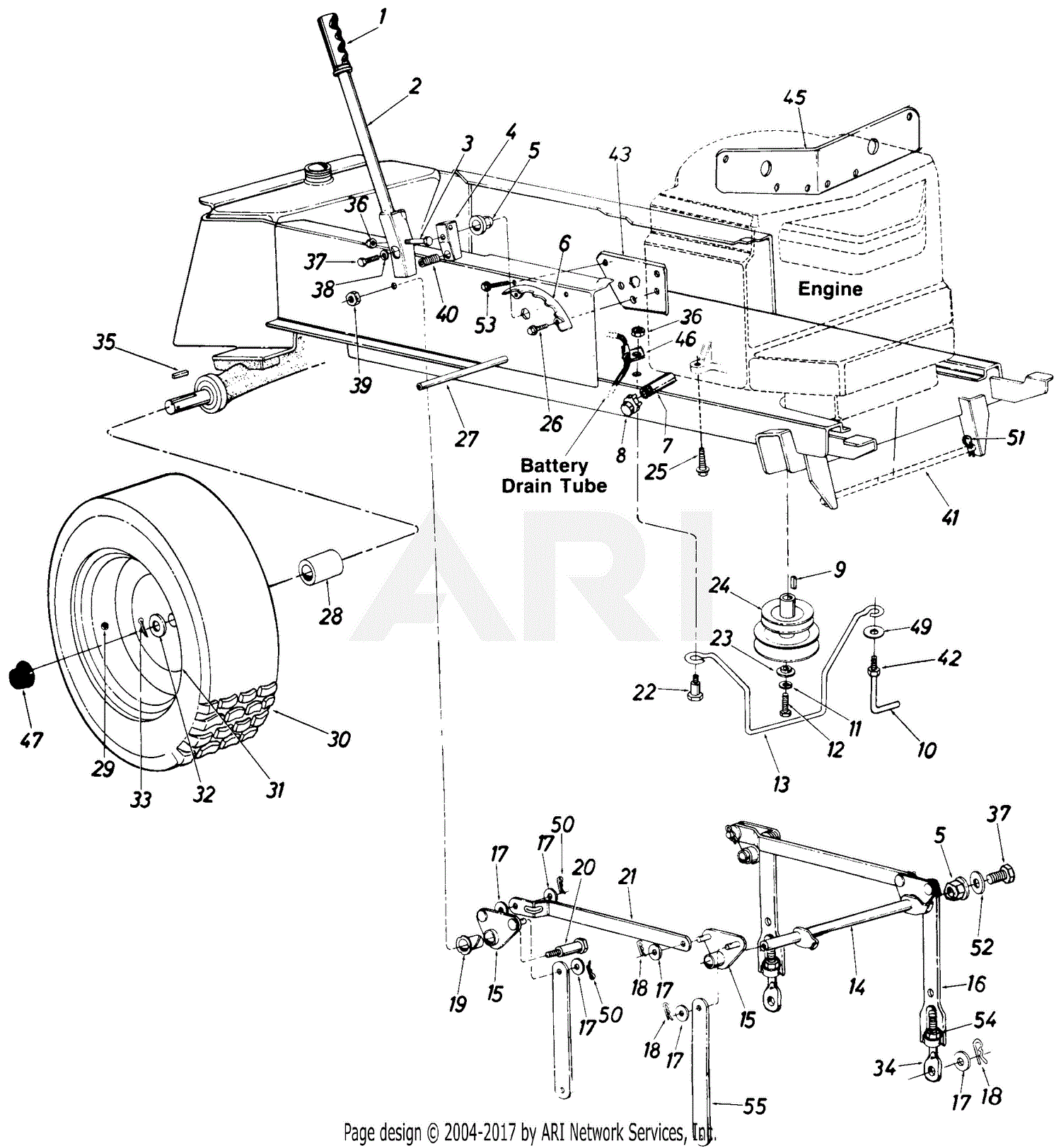 MTD 137-776-190 LGT-1655 (1987) Parts Diagram for Rear Drive Mounting ...