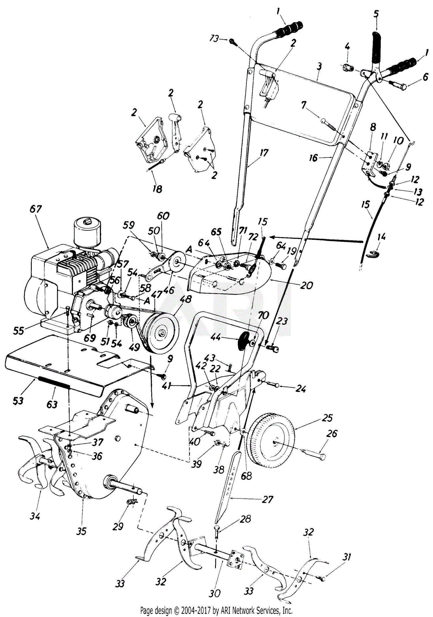 Mtd 217-031-190 Roto Boss 310 (1987) Parts Diagram For Tiller Assembly