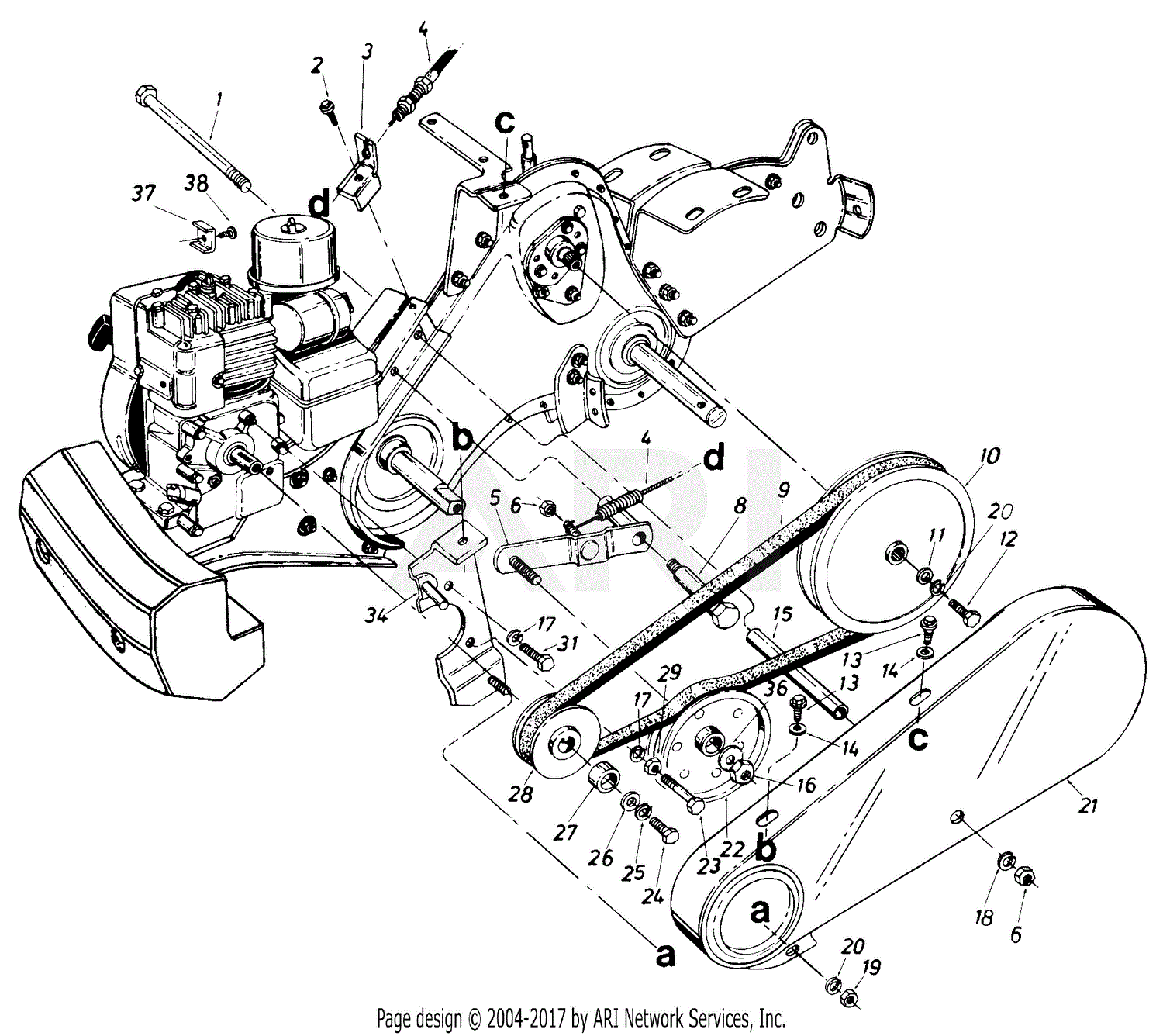 MTD 217-430-190 Roto Boss 580 (1987) Parts Diagram for Engine & Drive ...