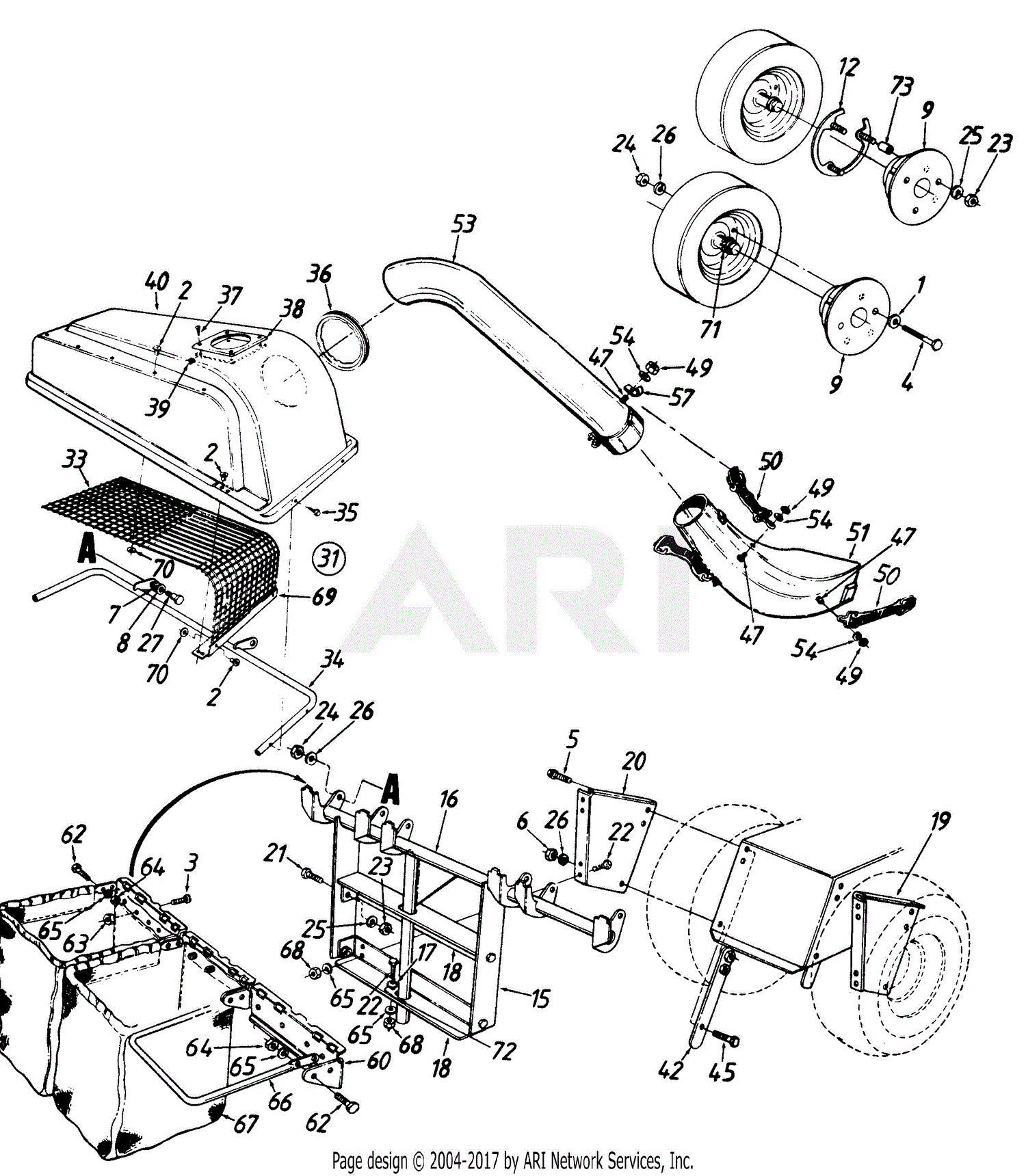 MTD 190-083-190 Rear Bagging Grass Catcher (1988) Parts Diagram for ...