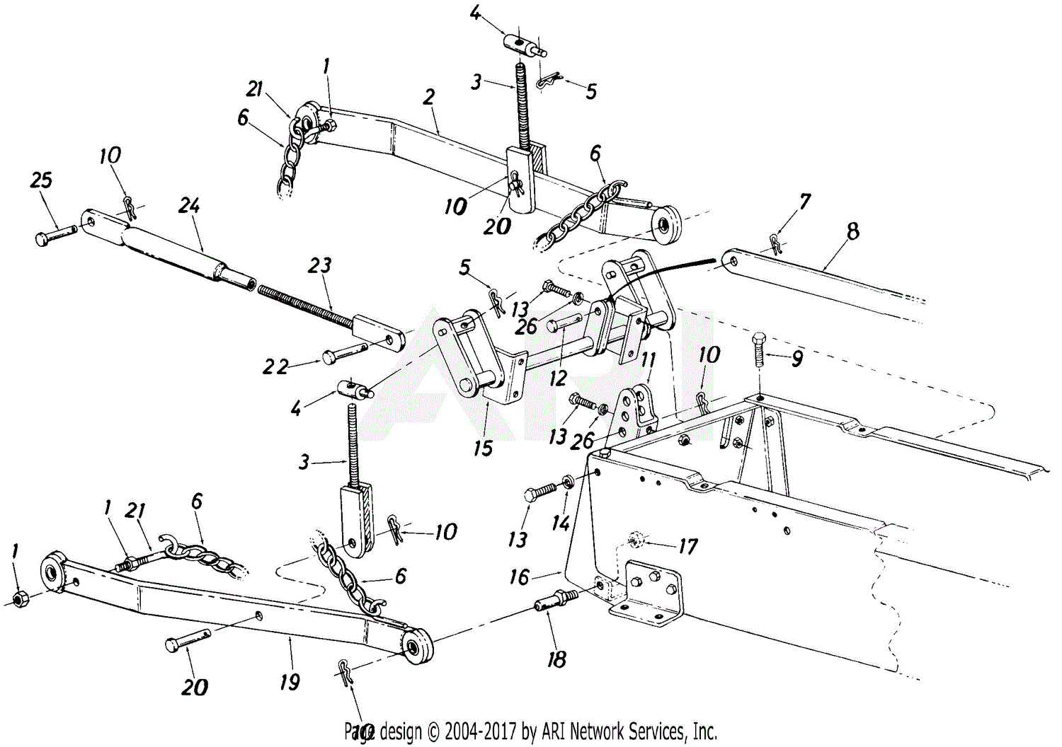 Mtd 147 996 190 Gt 1855 1988 Parts Diagram For Three Point Hitch