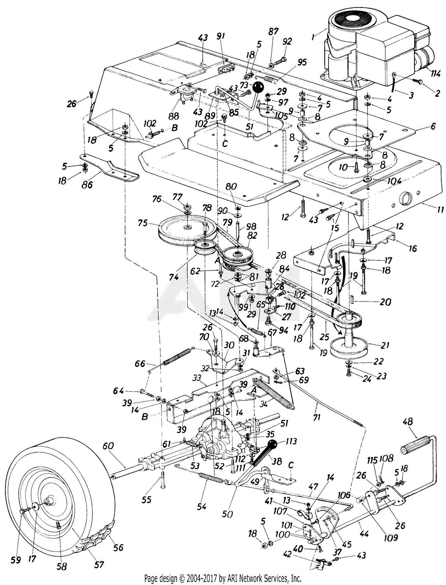 MTD 138-656-190 LT-12 (1988) Parts Diagram for Drive Assembly