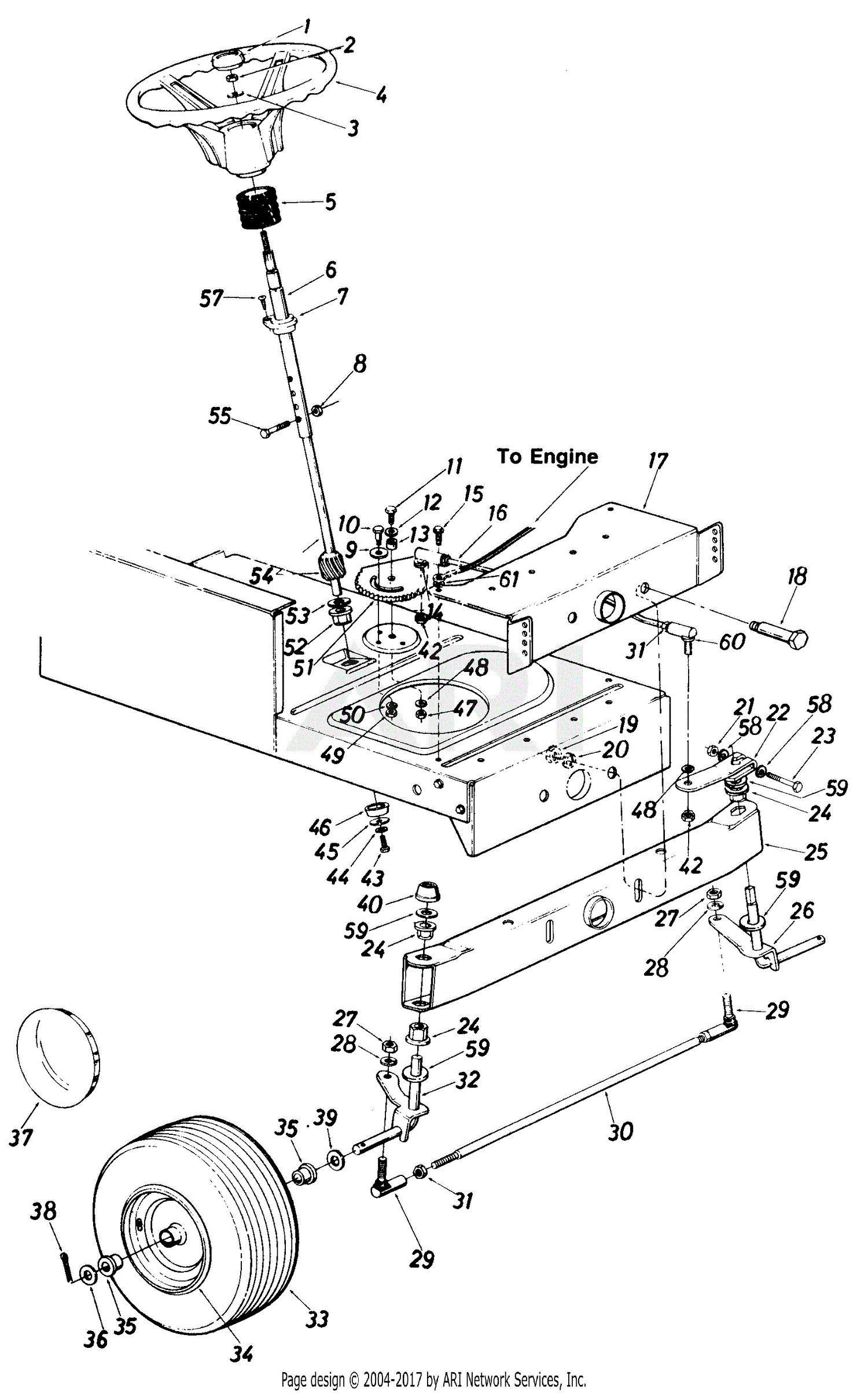 MTD 138-686-190 LT-140 (1988) Parts Diagram for Steering Assembly