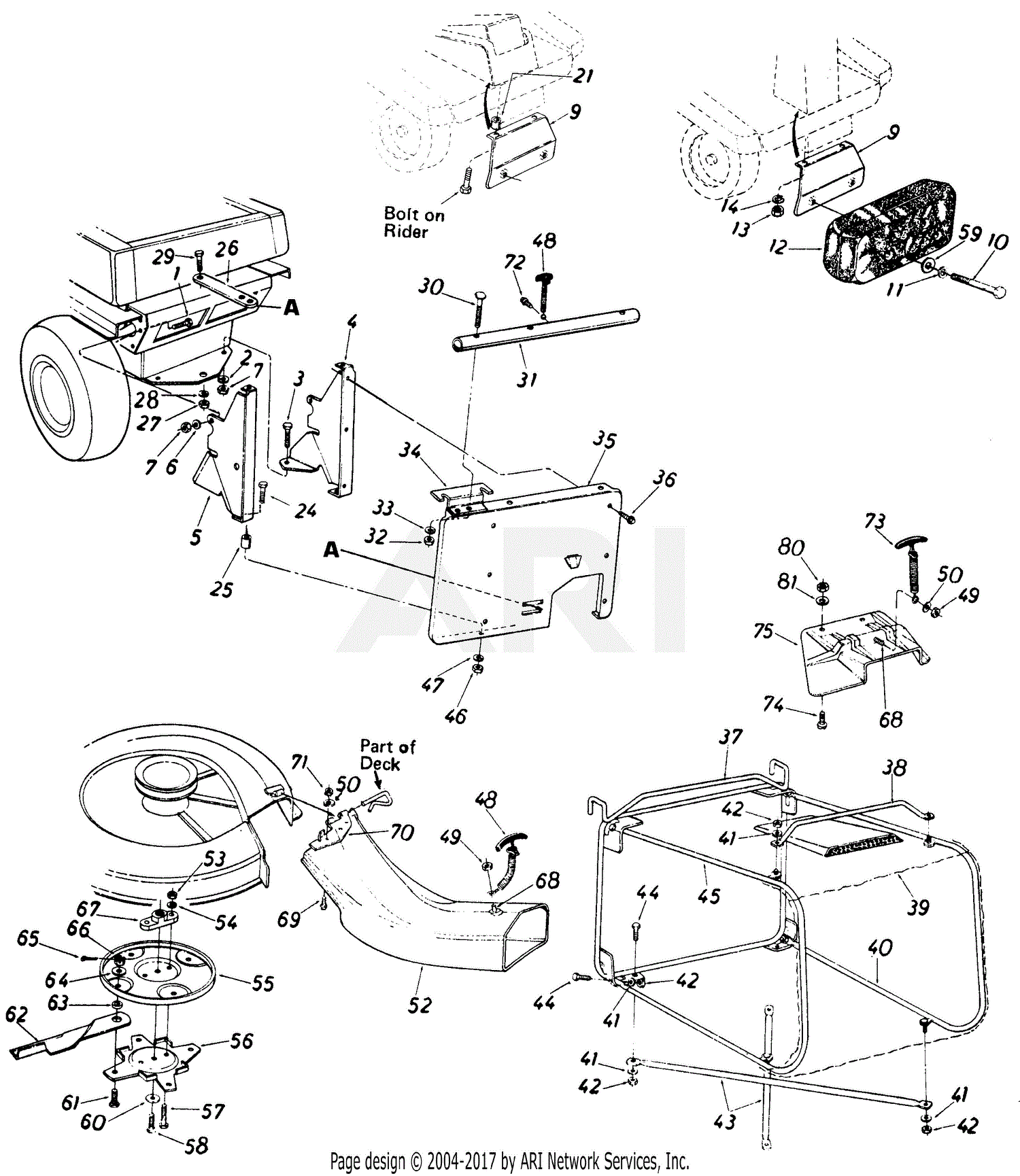 MTD 190-038-190 Rear Bagging Grass Catcher (1989) Parts Diagram for 30 ...