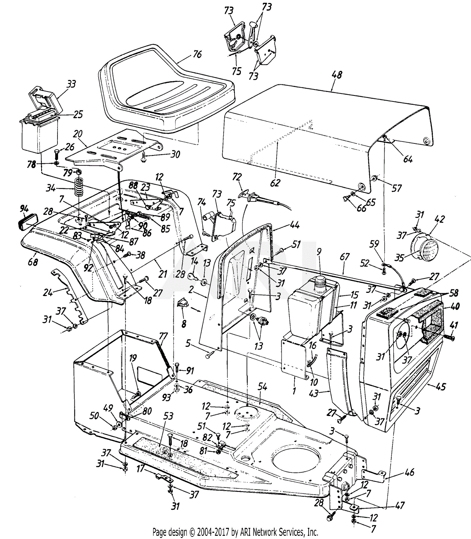 MTD 139 347 190 L 11 1989 Parts Diagram for Body Assembly