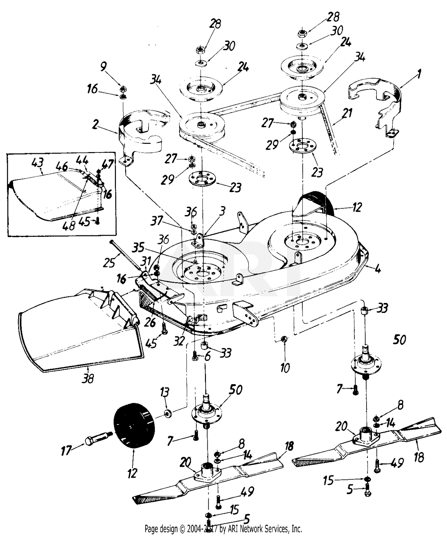 MTD 139-347-190 L-11 (1989) Parts Diagram for Deck Assembly