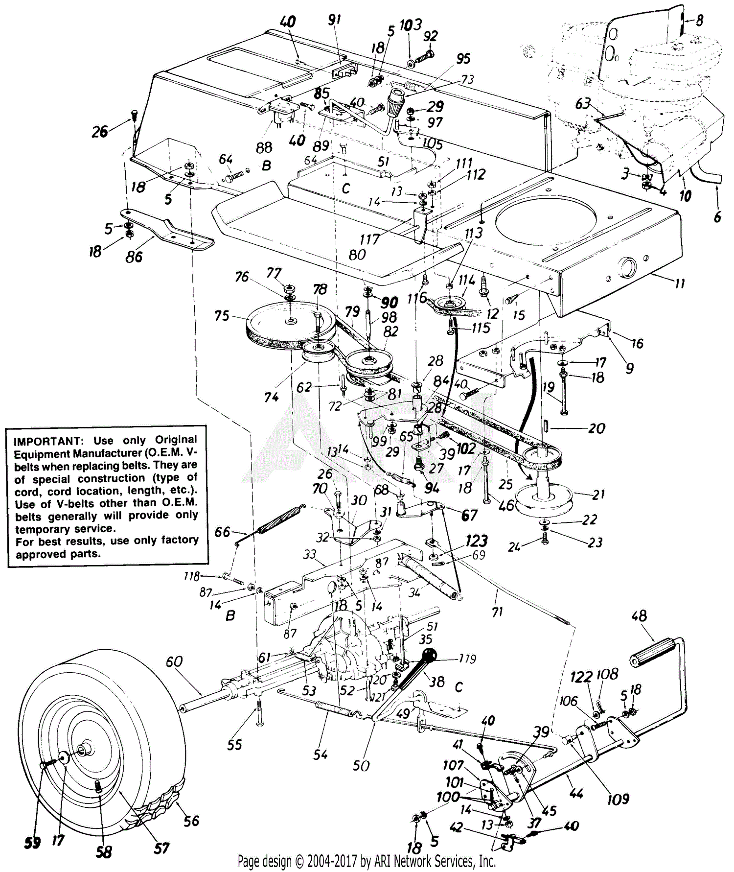 MTD 139-666-190 LT-120 (1989) Parts Diagram for Drive Mounting Assembly