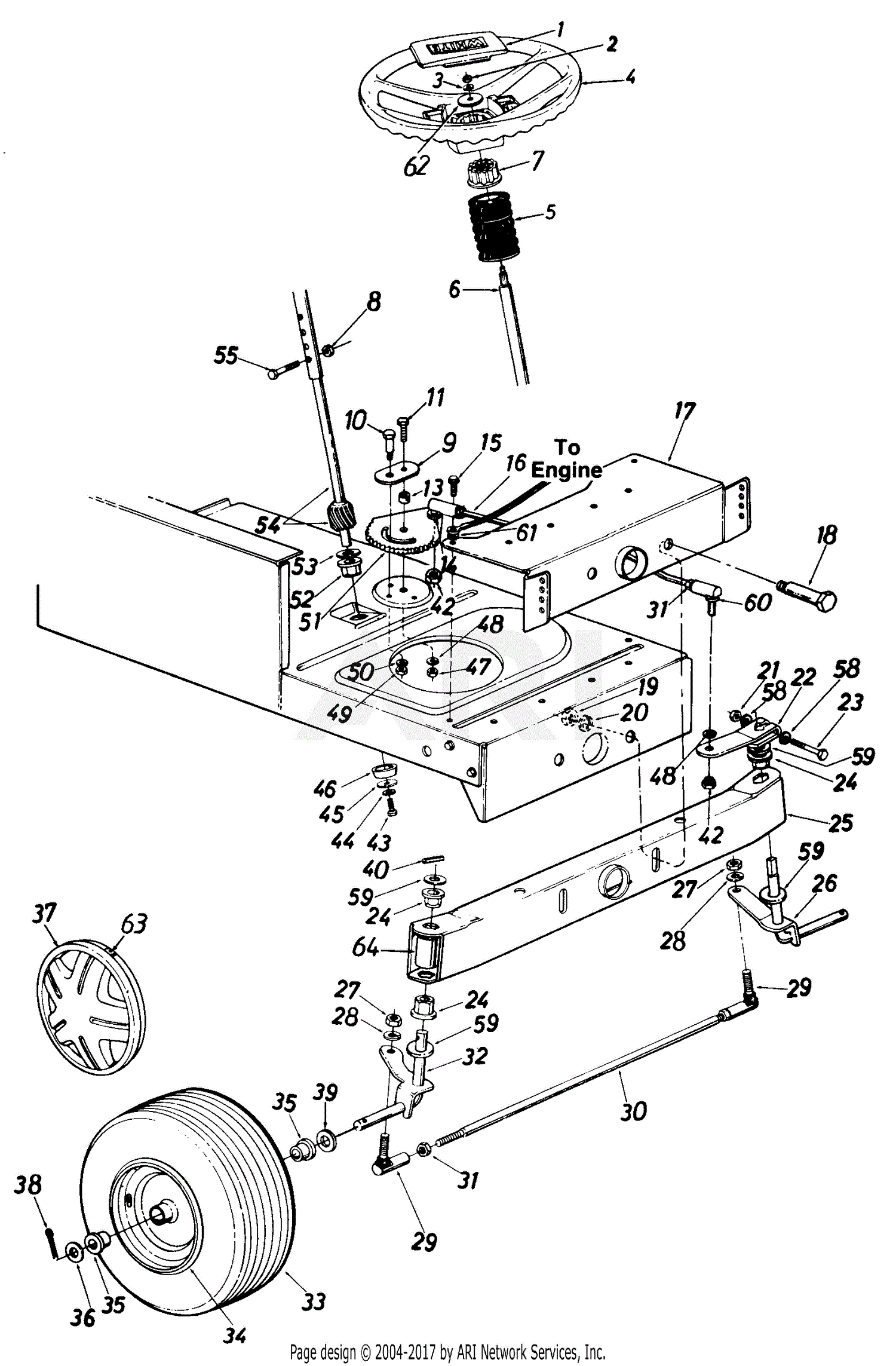 MTD 130-706F190 LT-125 (1990) Parts Diagram for Steering Assembly