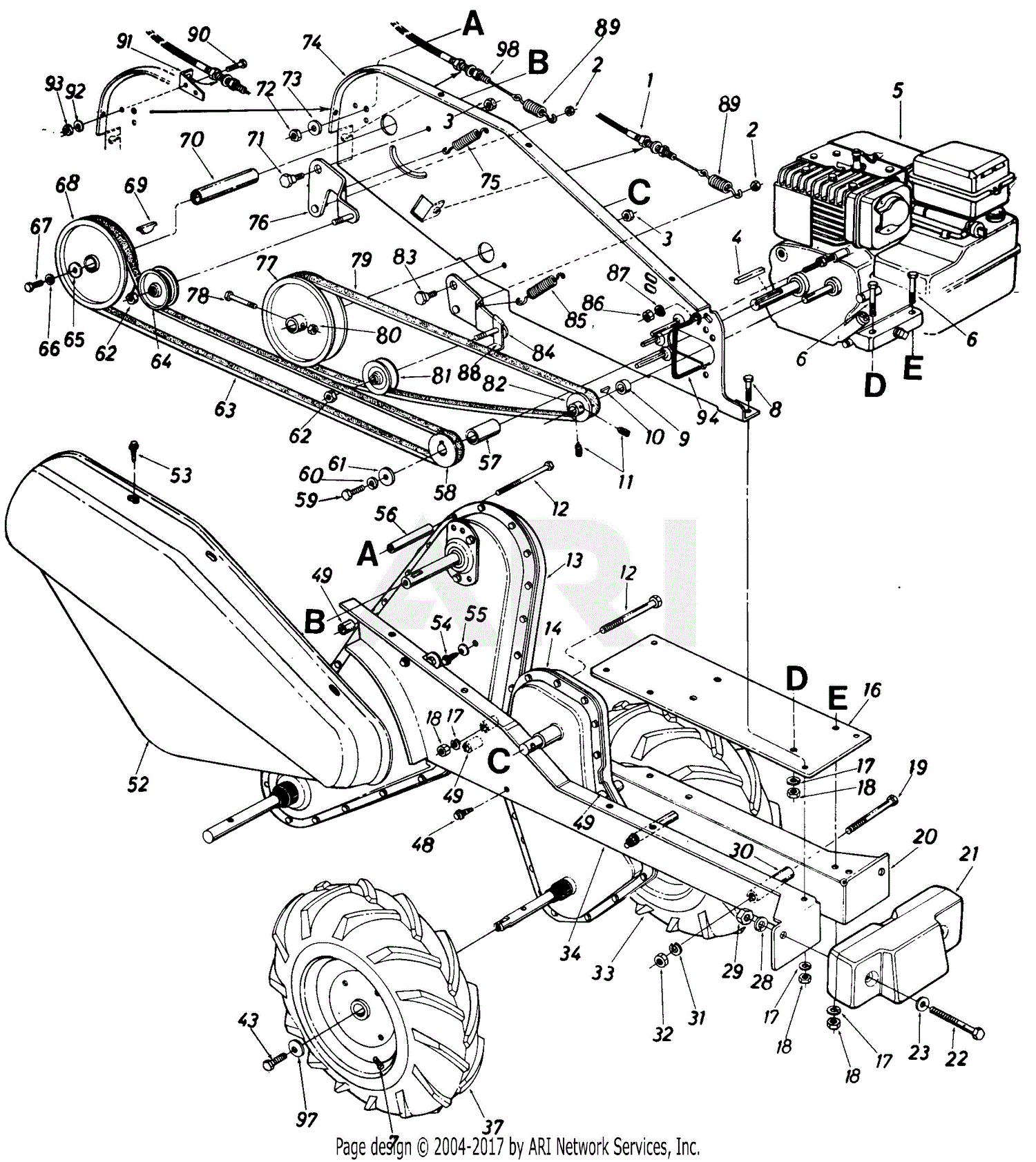 MTD 210-405-190 Roto Boss 550 (1990) Parts Diagram for Drive Assembly