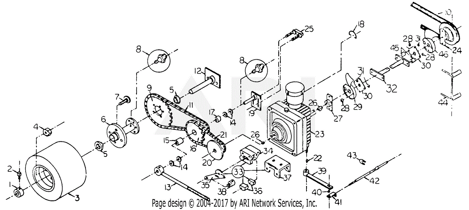 MTD 131-002-190 FR-12 (1991) Parts Diagram for Transmission & Chain Drives