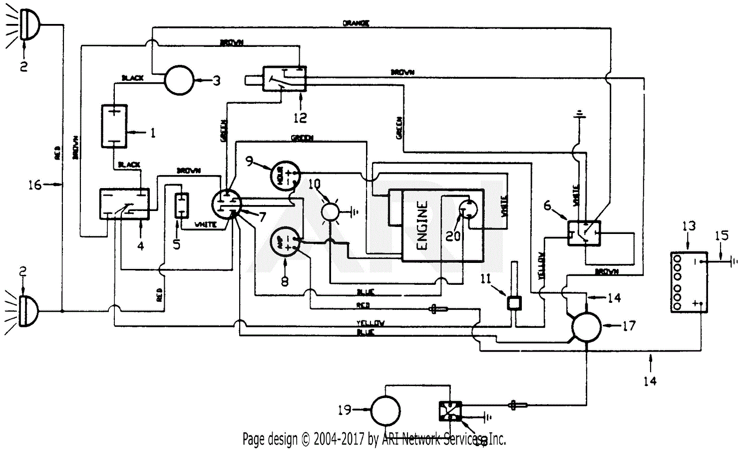 MTD 131-002-190 FR-12 (1991) Parts Diagram for Wiring (B&S Engine) Diagram