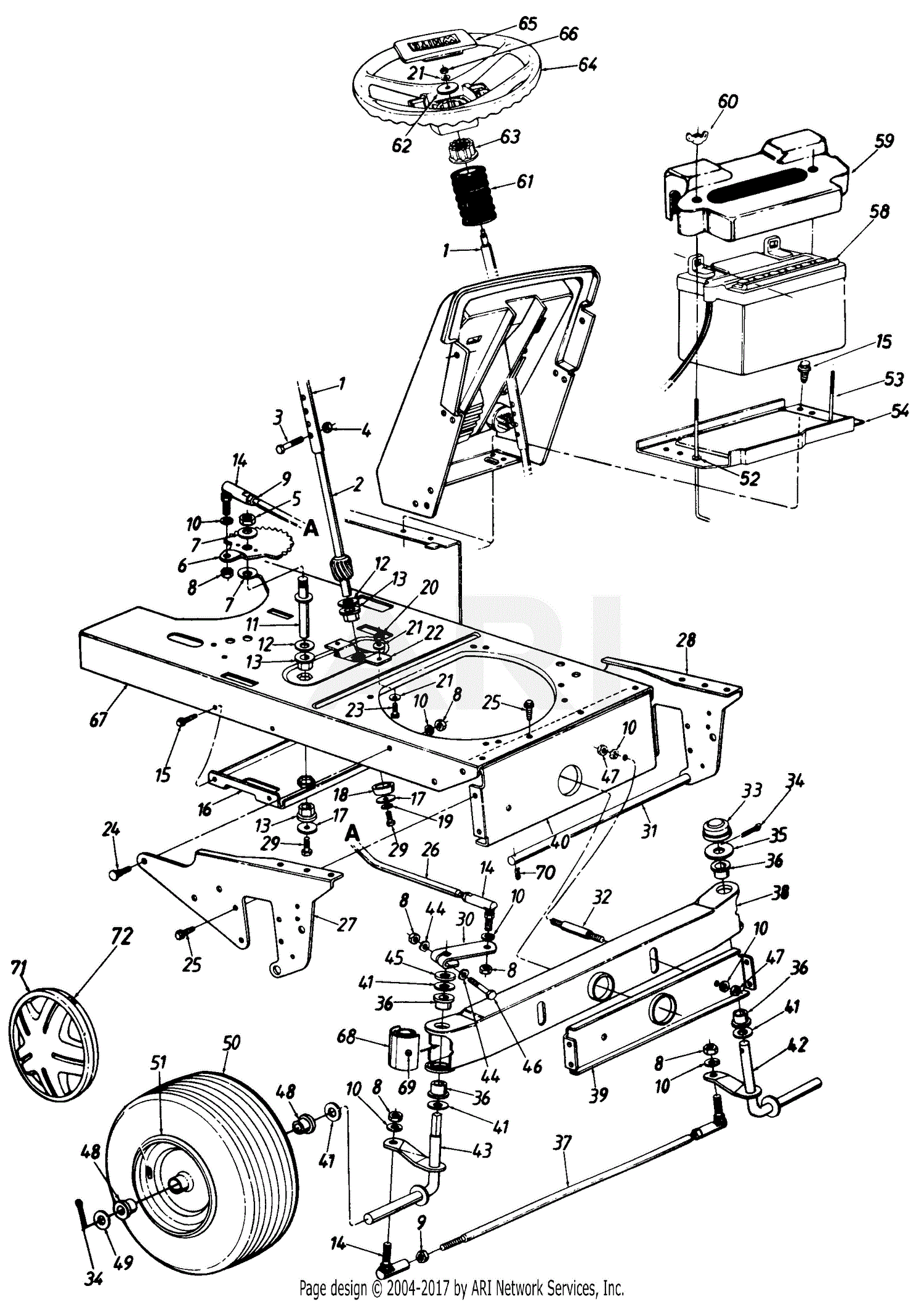 Mtd 131-826h190 Lgt-165 (1991) Parts Diagram For Steering Assembly