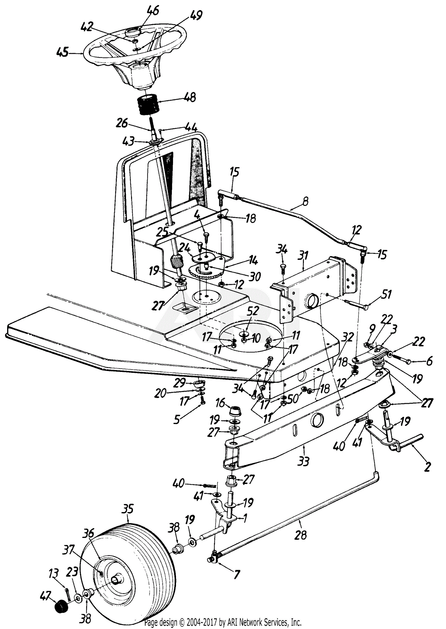 MTD 131-317D190 L-8 (1991) Parts Diagram for Steering Assembly