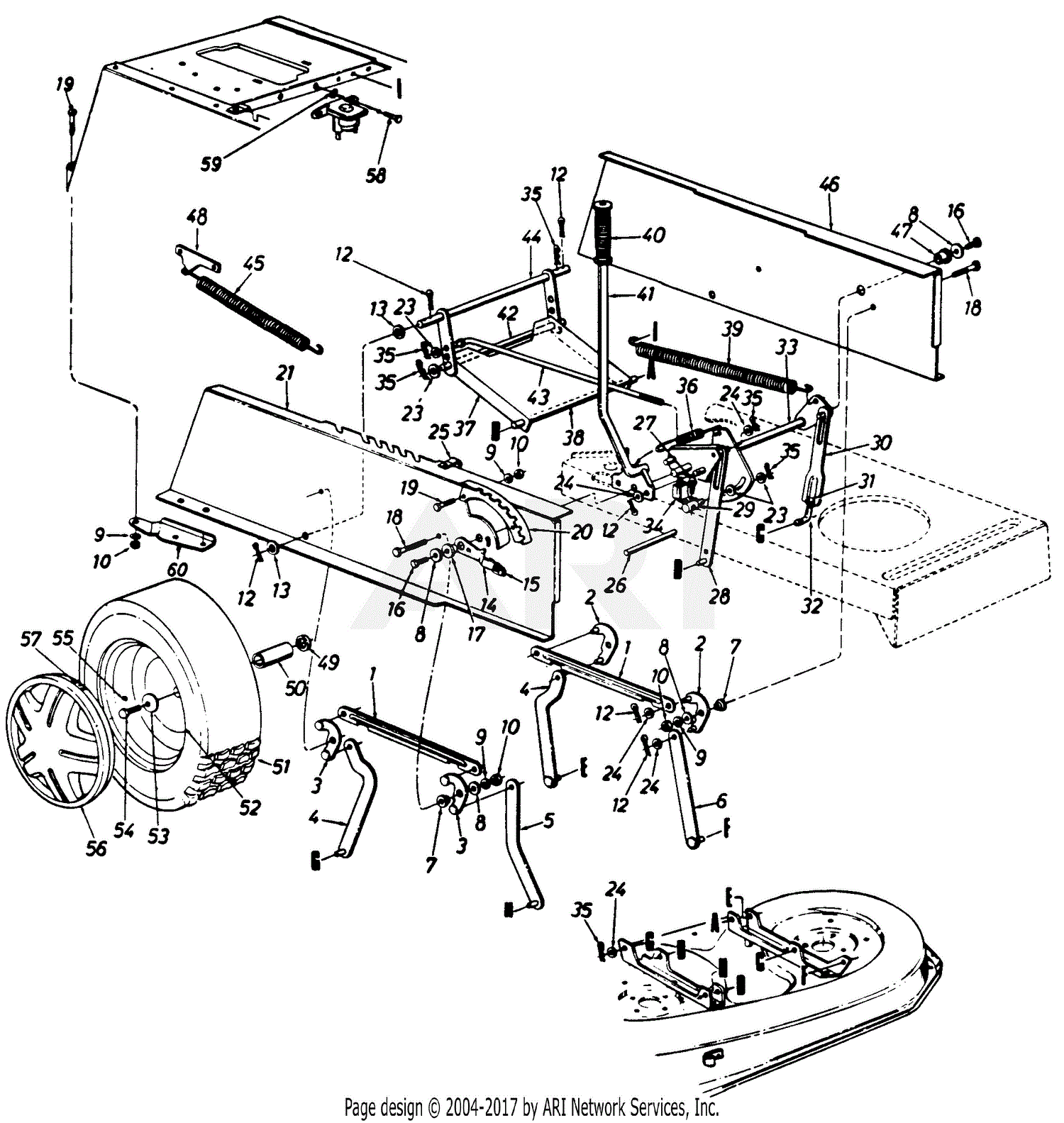 MTD 131-706F190 LT-125 (1991) Parts Diagram for Deck Lift Assembly