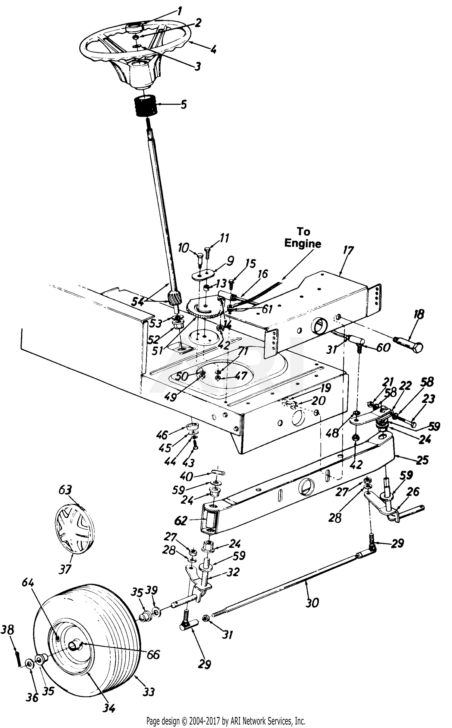 MTD 131-706F190 LT-125 (1991) Parts Diagram for Steering Assembly