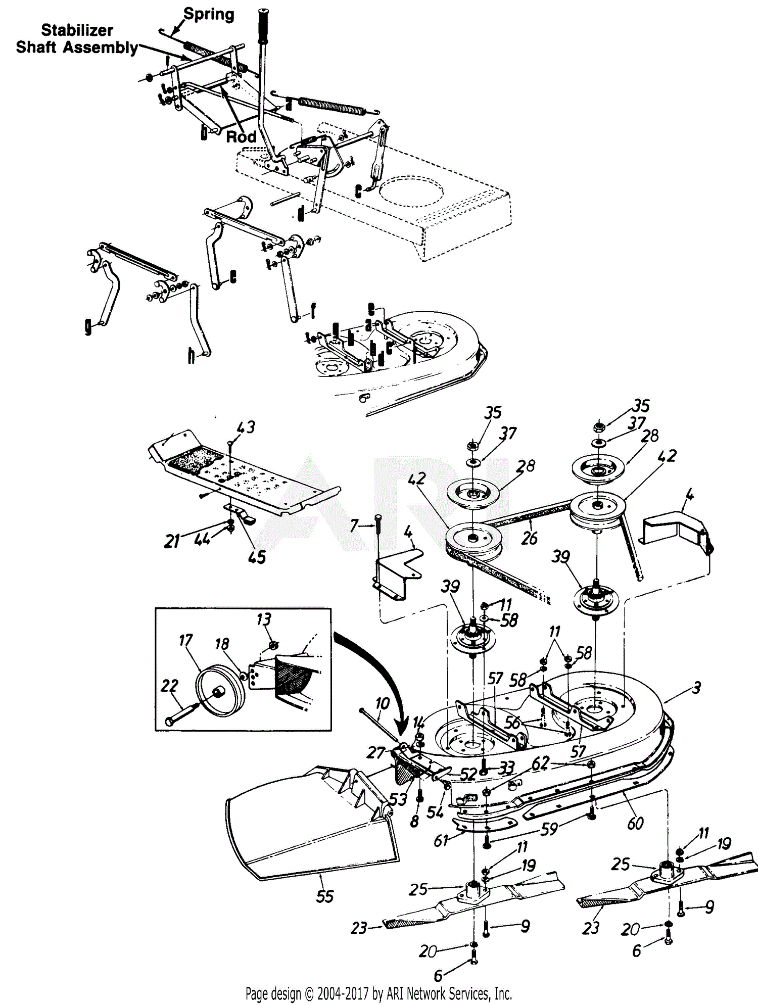 MTD 131-786G190 FST-14 (1991) Parts Diagram for Deck Assembly