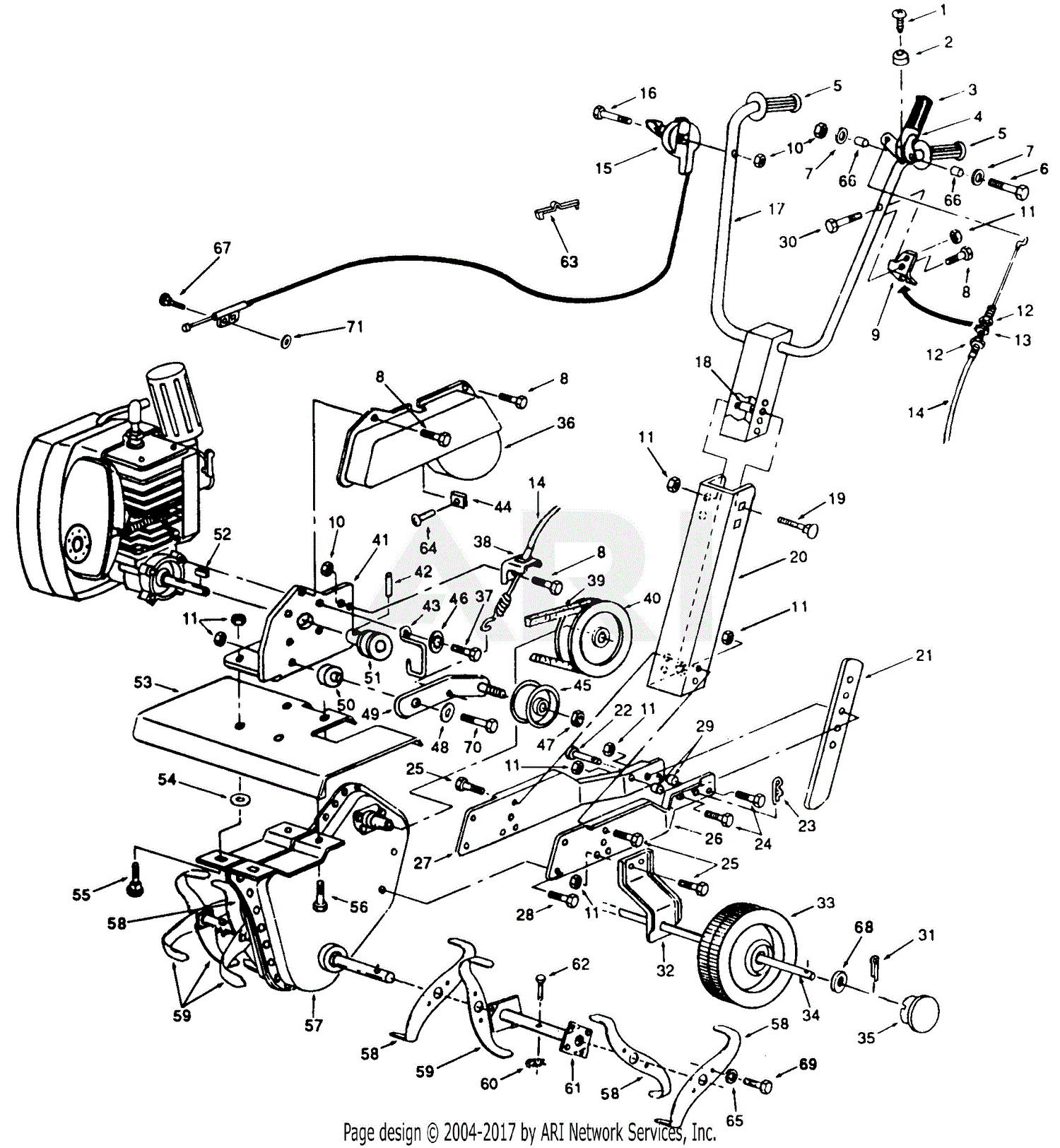 Mtd 211 020 190 Roto Boss 210 1991 Parts Diagram For Tiller Assembly