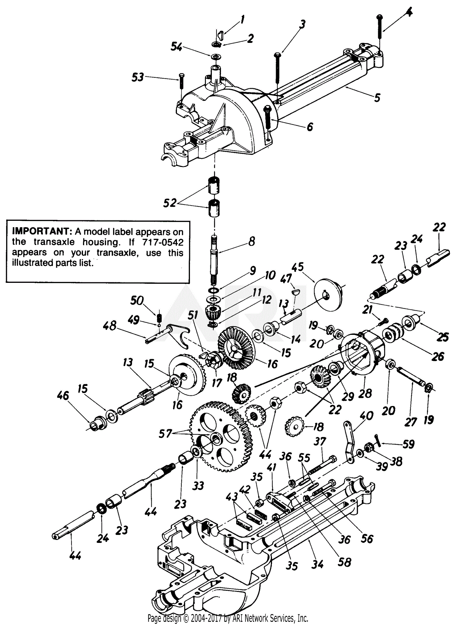 MTD 131-686G190 LT-14 (1991) Parts Diagram for Single Speed Transaxle ...