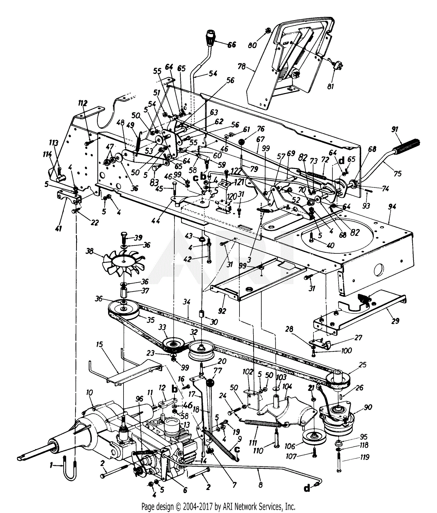 MTD 132-836H190 GT-185 (1992) Parts Diagram for Lower Frame, Dash Panel ...